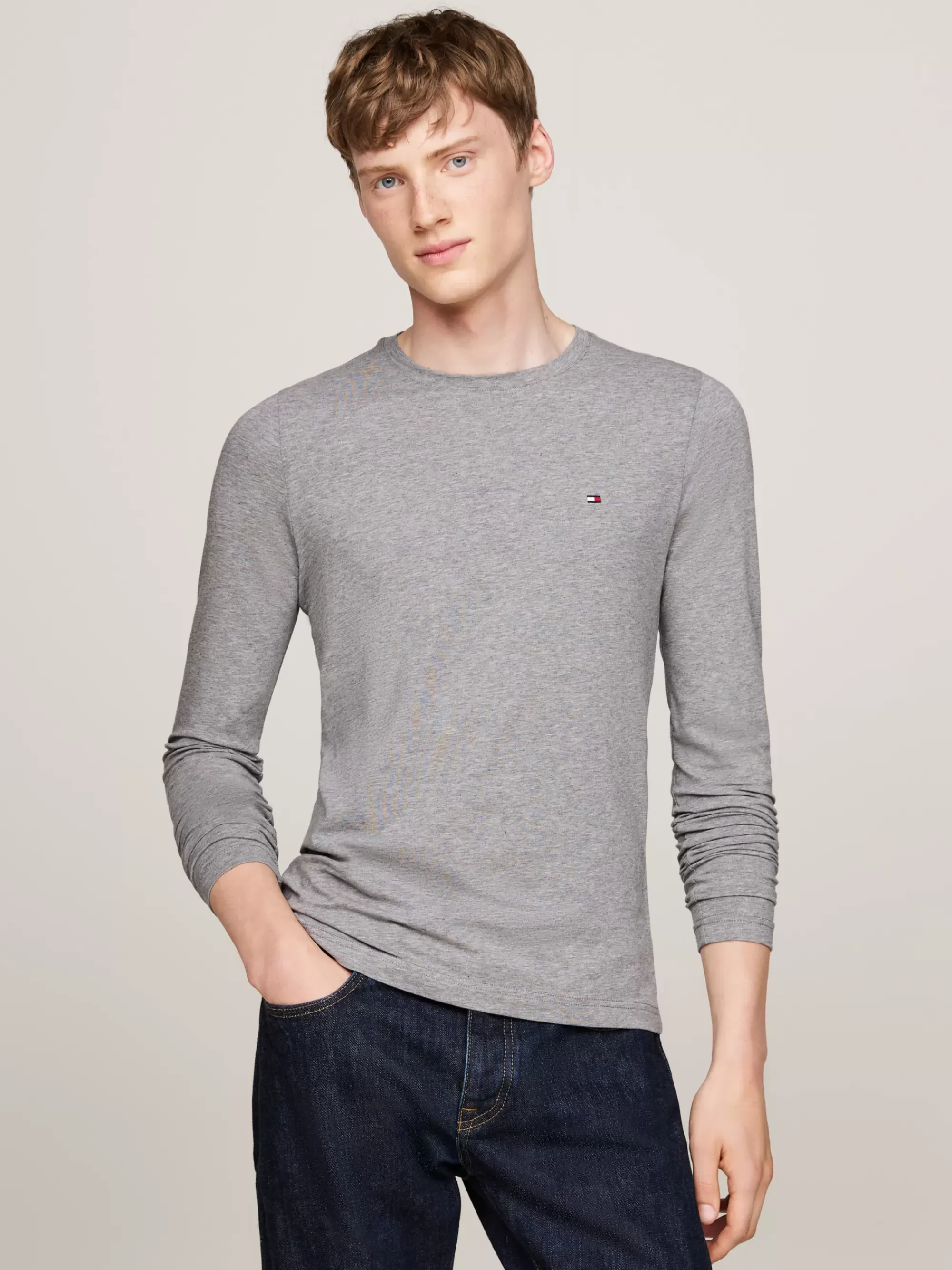 T-Shirts*Tommy Hilfiger Slim Fit Longsleeve T-shirt MEDIUM GREY HEATHER