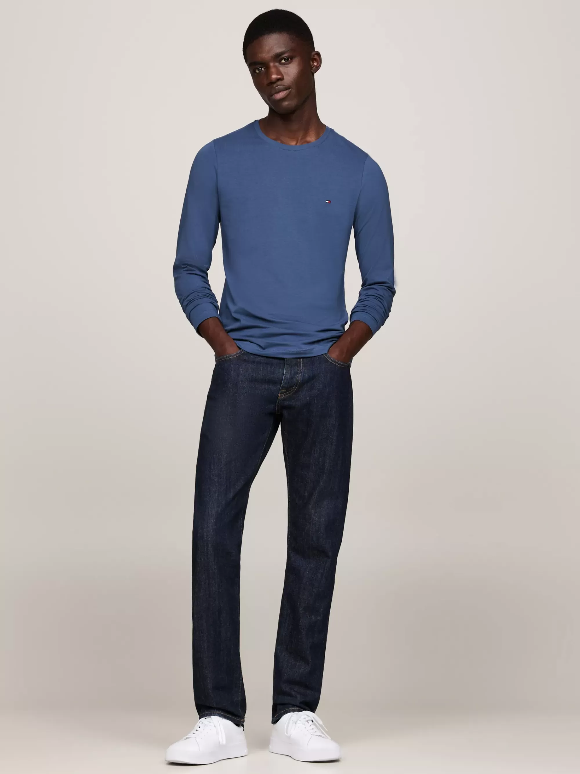 T-Shirts*Tommy Hilfiger Slim Fit Longsleeve T-shirt AEGEAN SEA