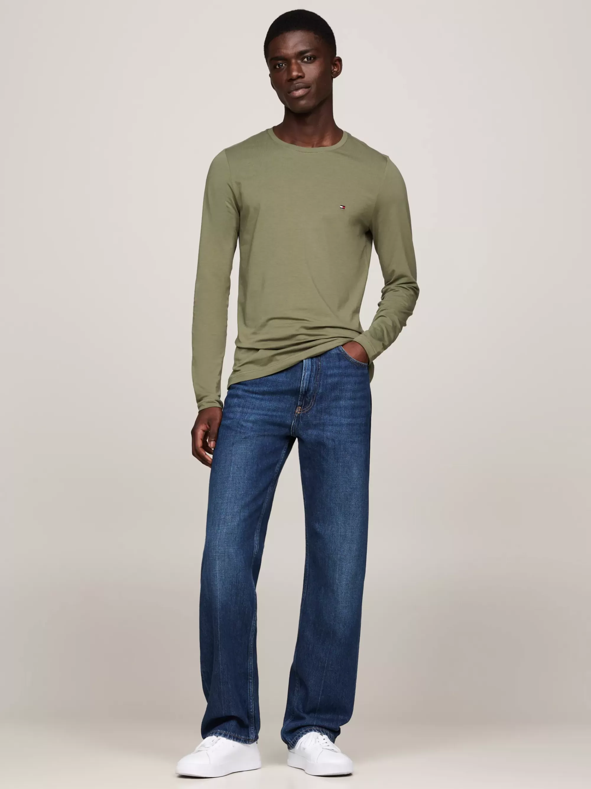 T-Shirts*Tommy Hilfiger Slim Fit Longsleeve T-shirt BATTLE GREEN