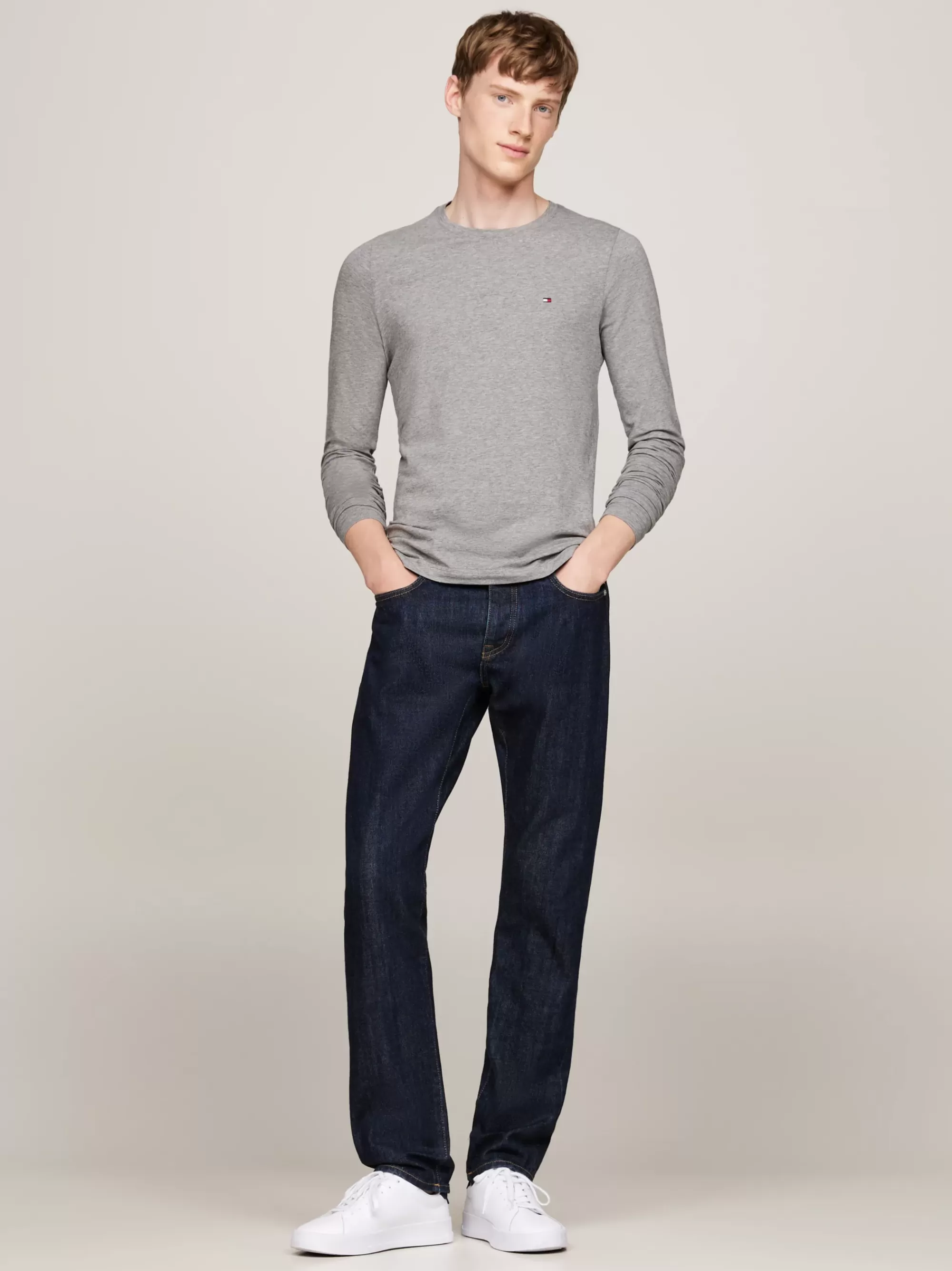 T-Shirts*Tommy Hilfiger Slim Fit Longsleeve T-shirt MEDIUM GREY HEATHER