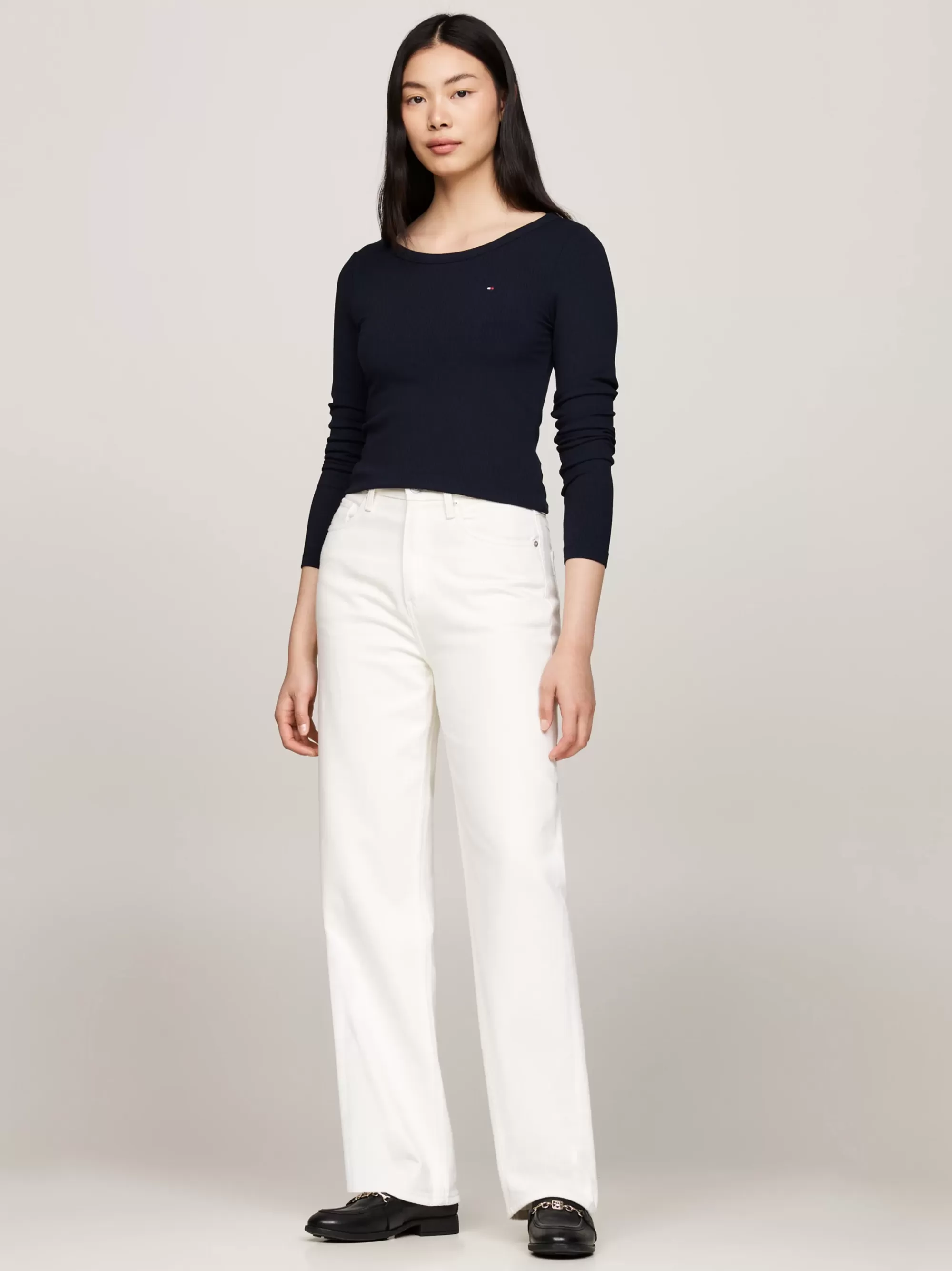 T-Shirts*Tommy Hilfiger Slim Fit Longsleeve T-shirt Met Boothals DESERT SKY