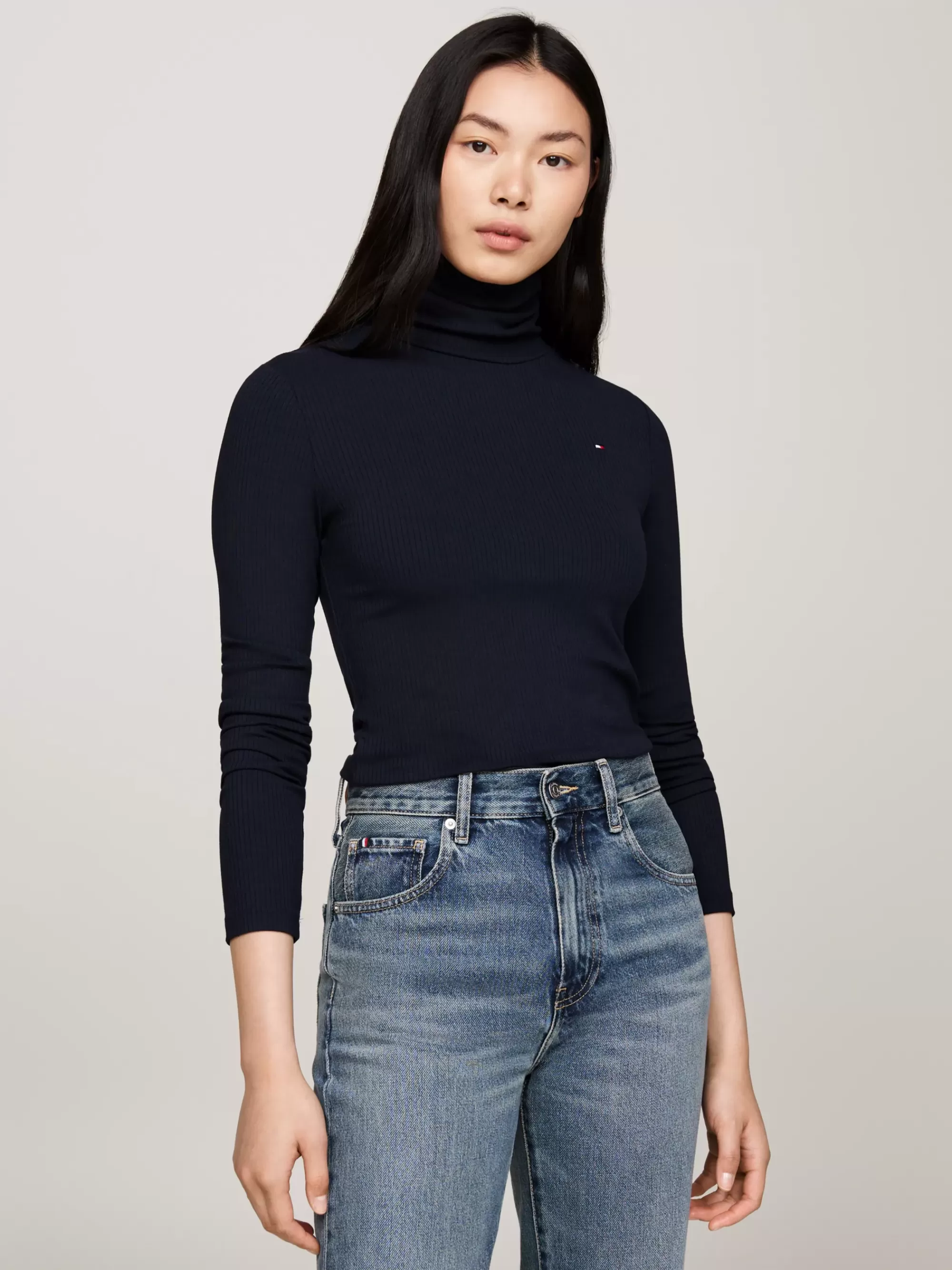 T-Shirts*Tommy Hilfiger Slim Fit Longsleeve T-shirt Met Col DESERT SKY