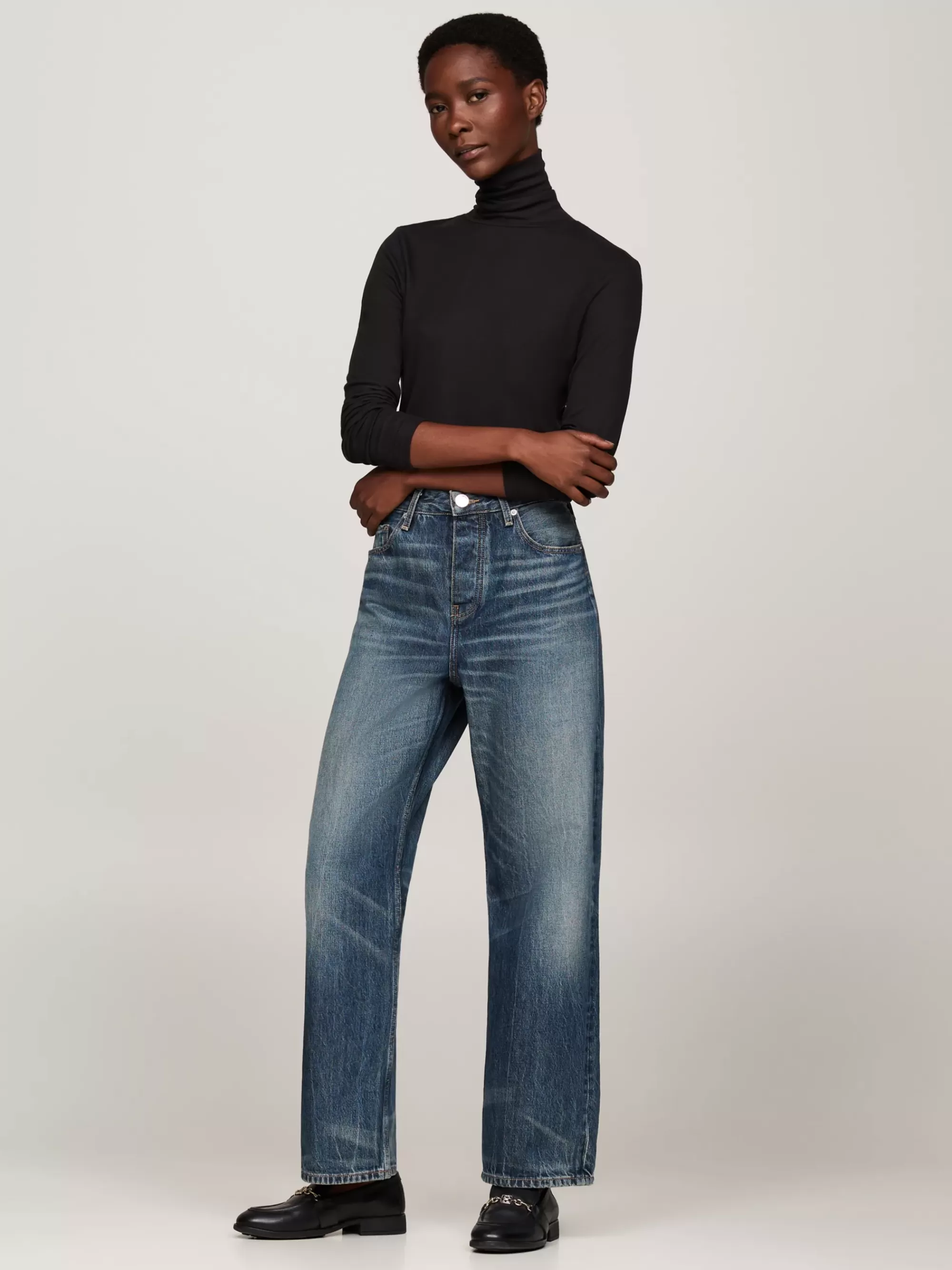 T-Shirts*Tommy Hilfiger Slim Fit Longsleeve T-shirt Met Col BLACK