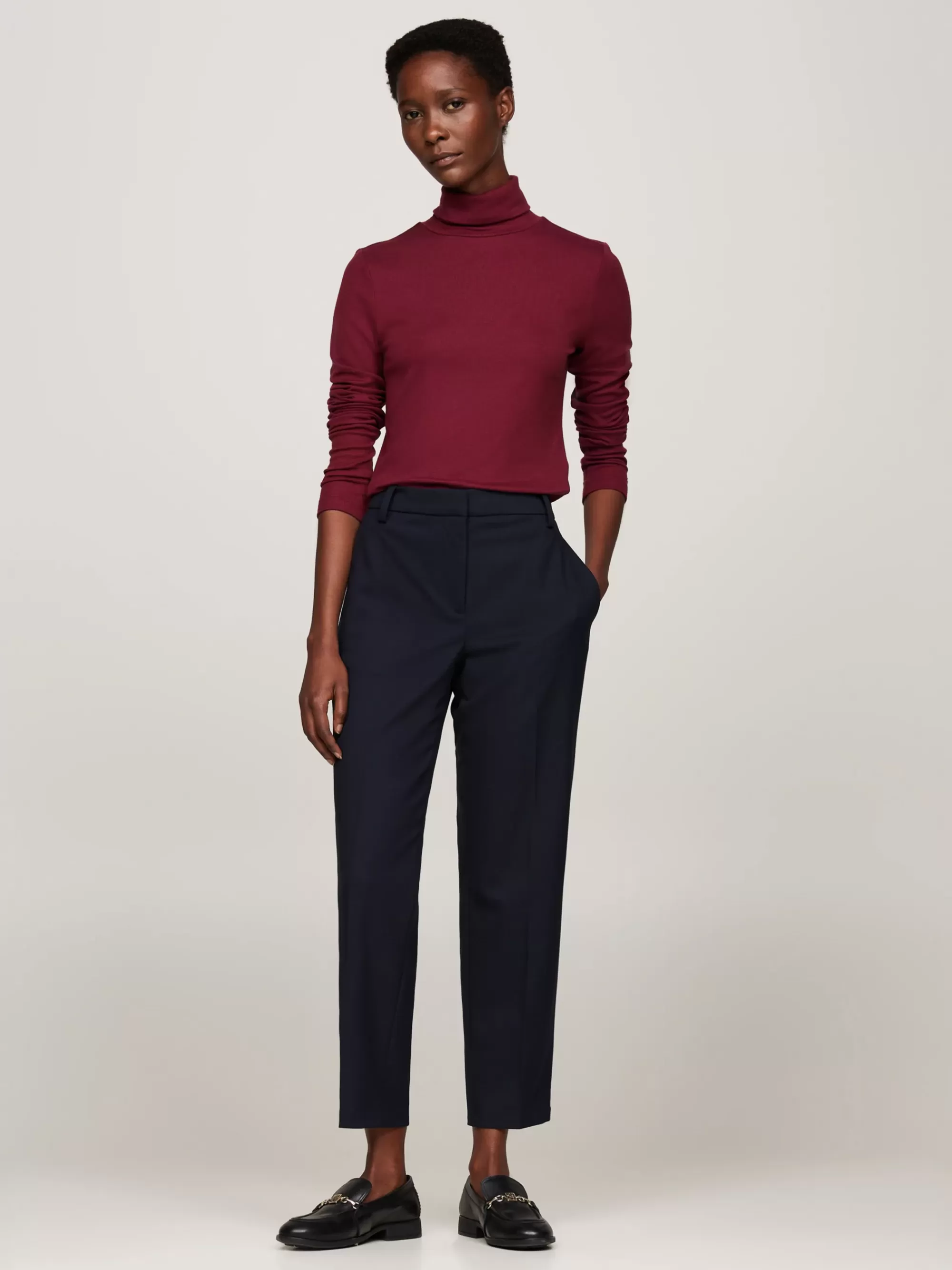 T-Shirts*Tommy Hilfiger Slim Fit Longsleeve T-shirt Met Col DEEP ROUGE
