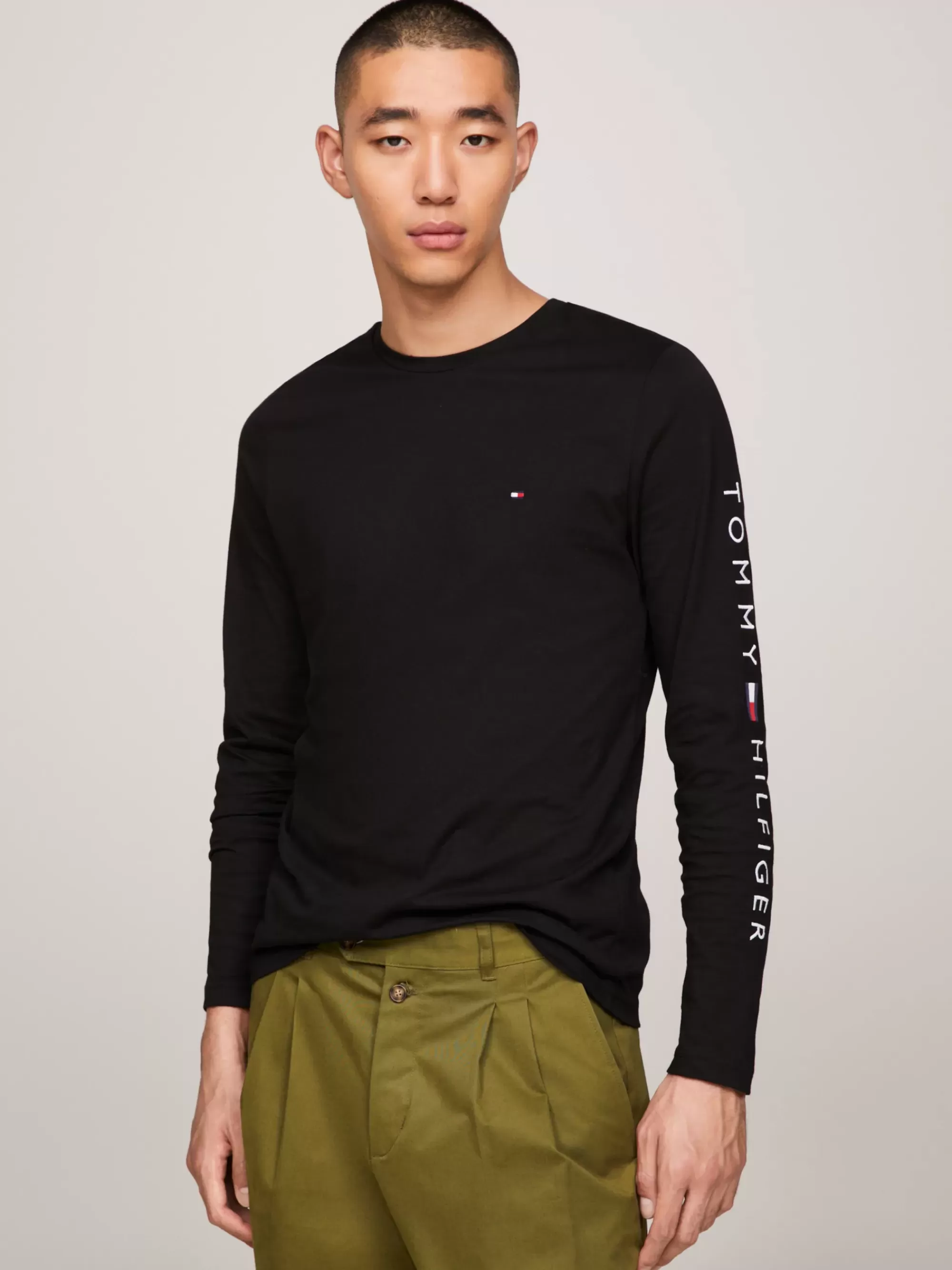 T-Shirts*Tommy Hilfiger Slim Fit Longsleeve T-shirt Met Logo BLACK