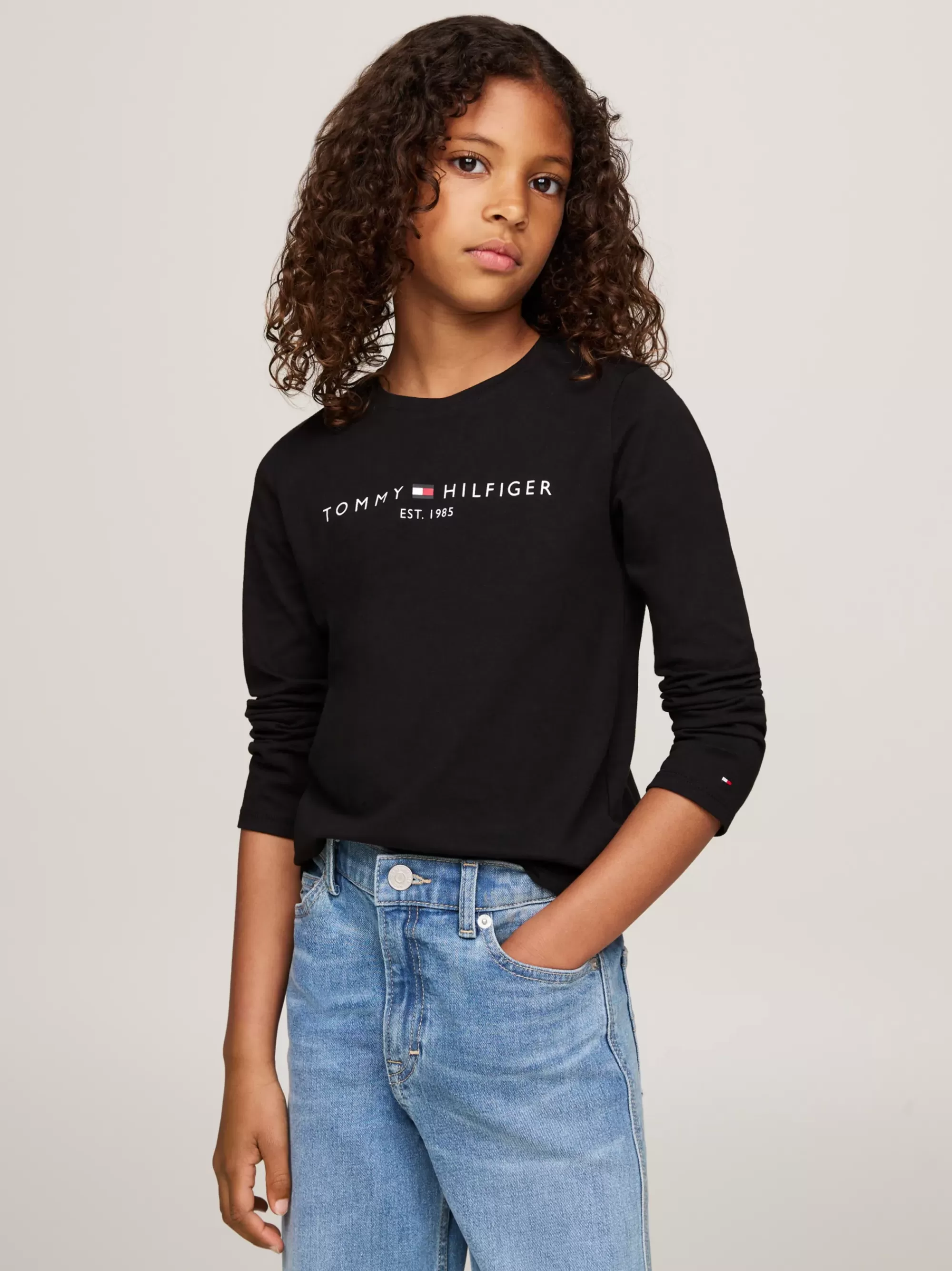 Tops & T-Shirts*Tommy Hilfiger Slim Fit Longsleeve T-shirt Met Logo BLACK