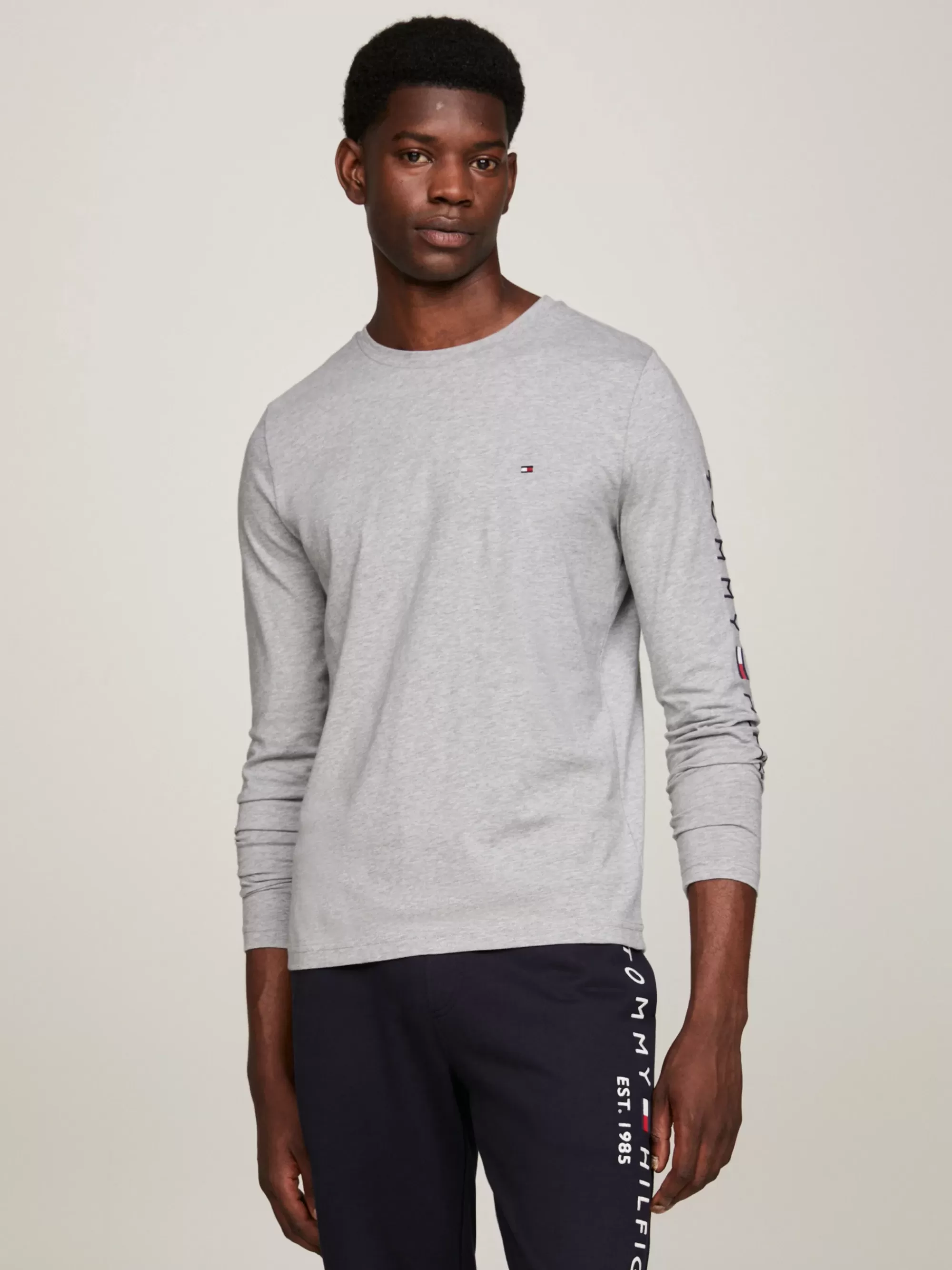T-Shirts*Tommy Hilfiger Slim Fit Longsleeve T-shirt Met Logo LIGHT GREY HEATHER