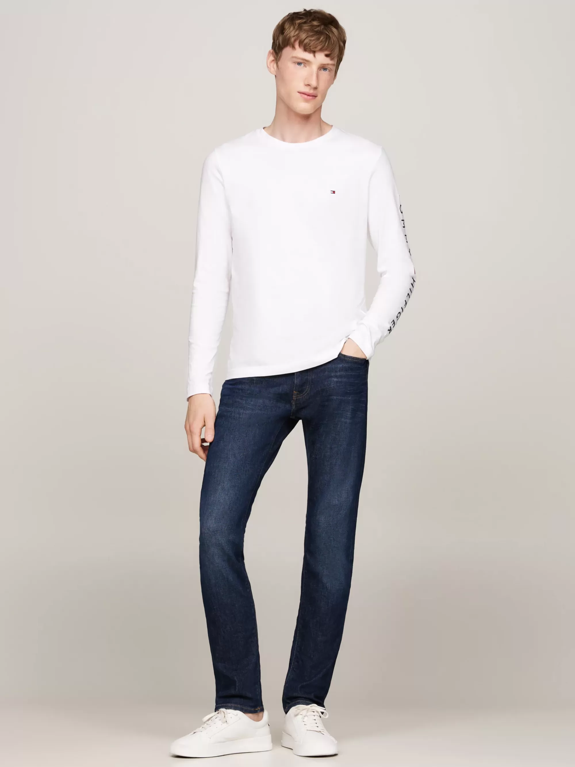 T-Shirts*Tommy Hilfiger Slim Fit Longsleeve T-shirt Met Logo WHITE