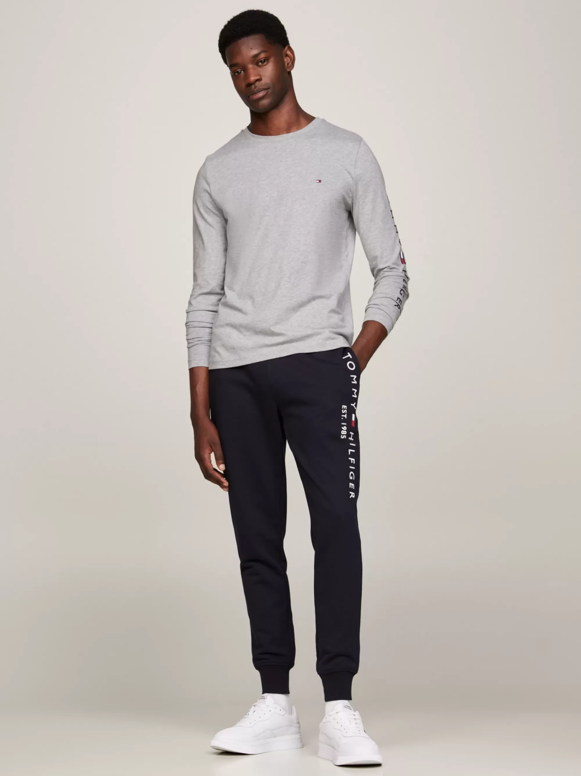 T-Shirts*Tommy Hilfiger Slim Fit Longsleeve T-shirt Met Logo LIGHT GREY HEATHER