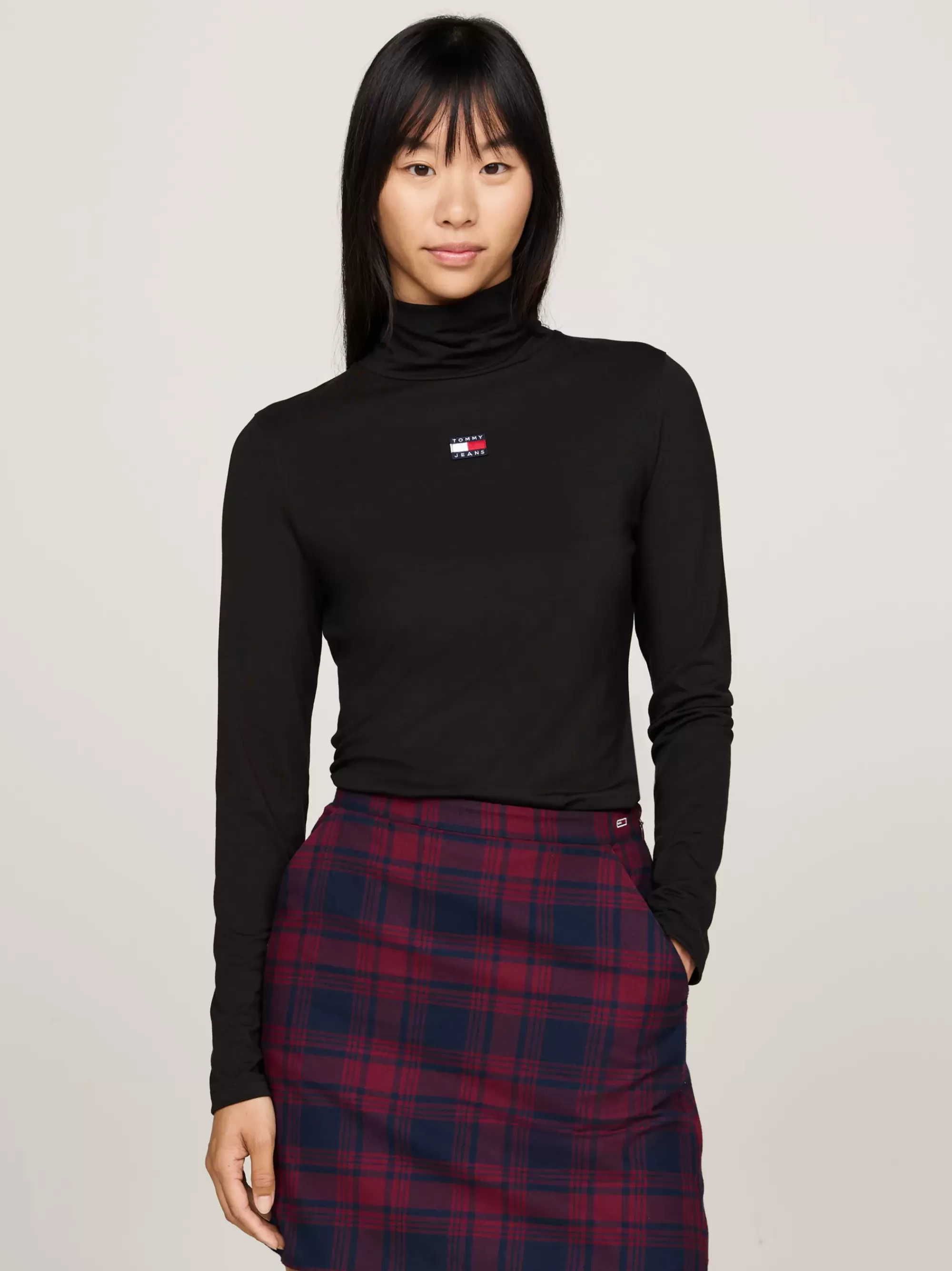 T-Shirts*Tommy Hilfiger Slim Fit Longsleeve T-shirt Met Tommy-badge BLACK