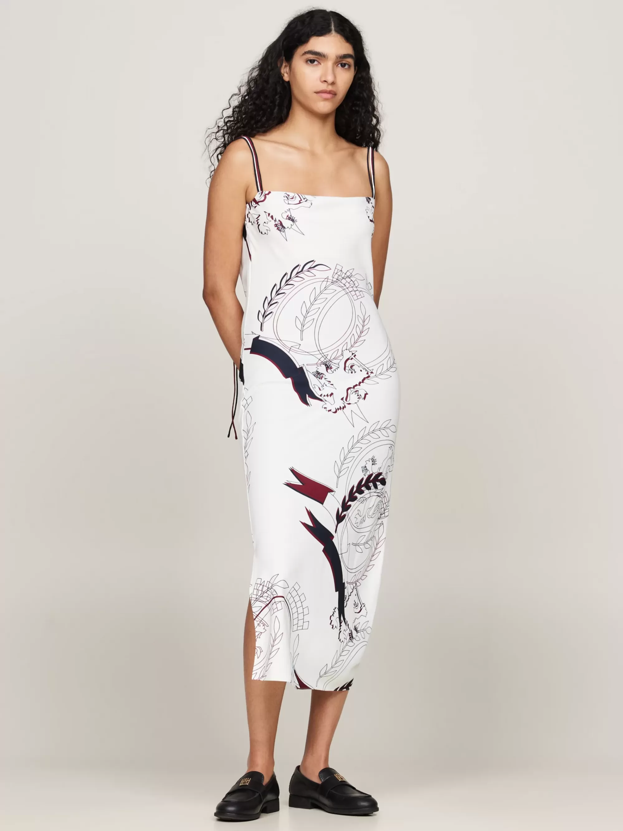 Co-Ords | Jurken*Tommy Hilfiger Slim Fit Maxi-slipdress Met Embleem IVORY