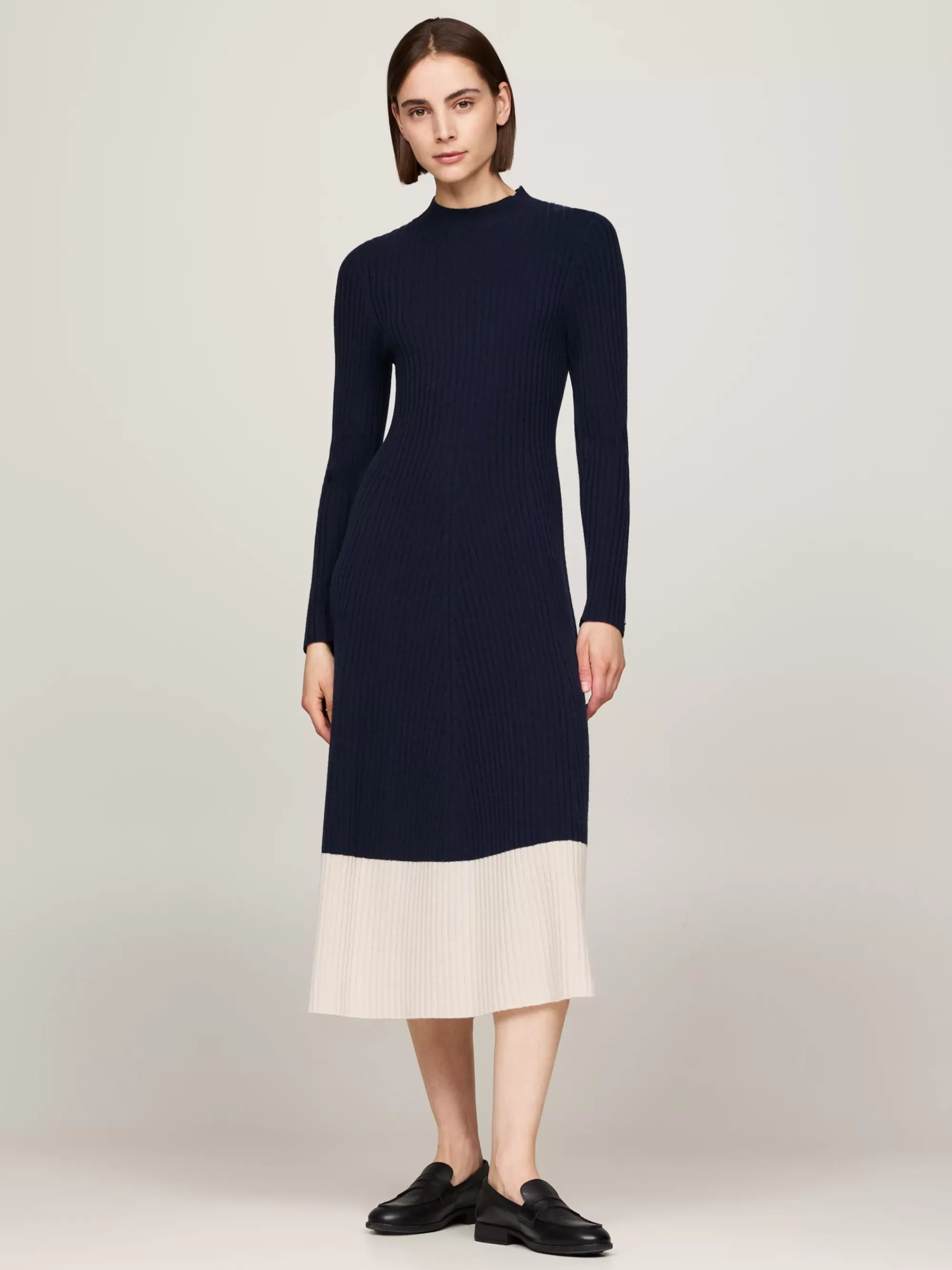 Jurken*Tommy Hilfiger Slim Fit Midi-sweaterjurk Met Kasjmier DESERT SKY