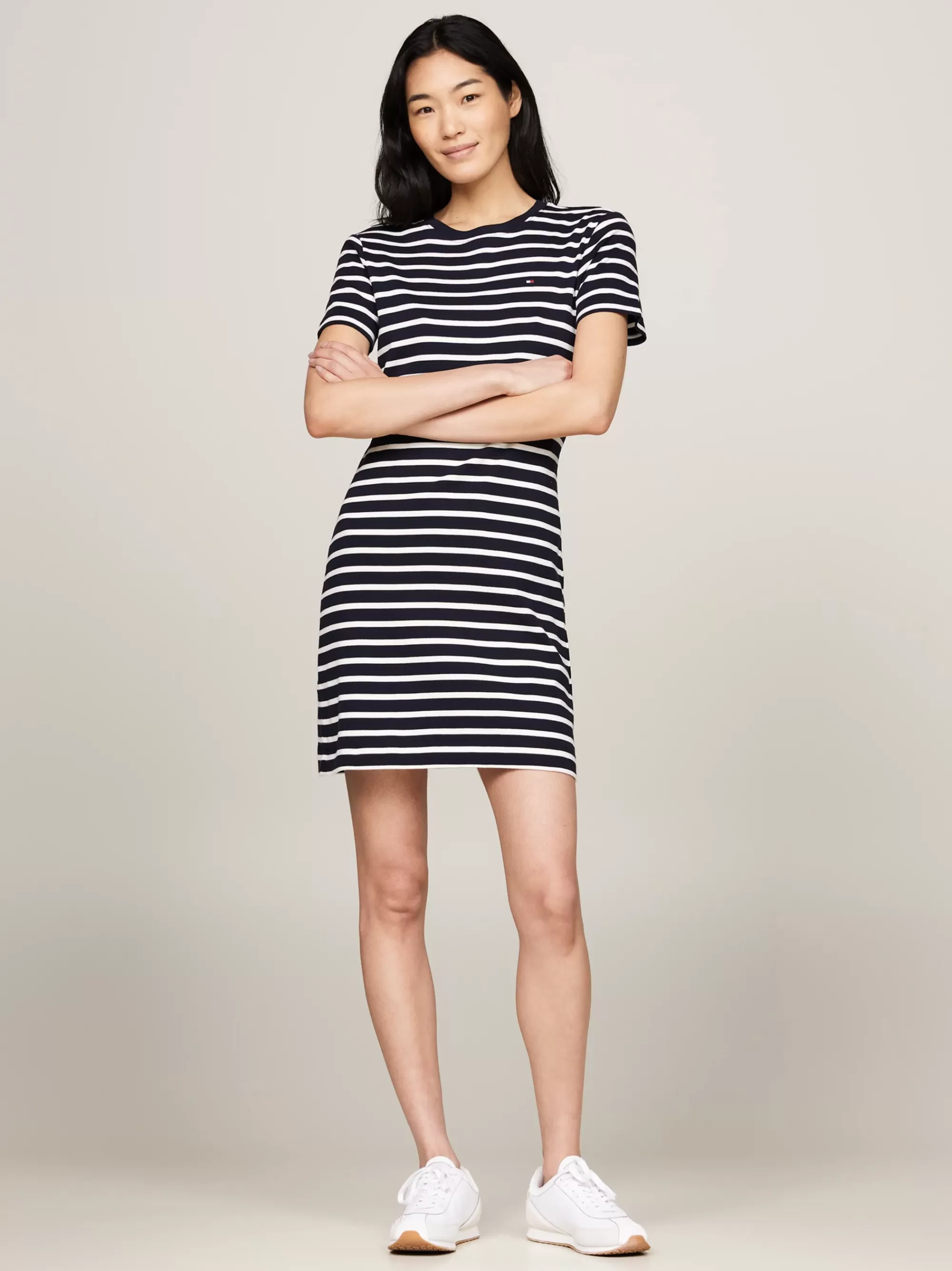 Jurken*Tommy Hilfiger Slim Fit Mini-T-shirtjurk BRETON ECRU/DESERT SKY