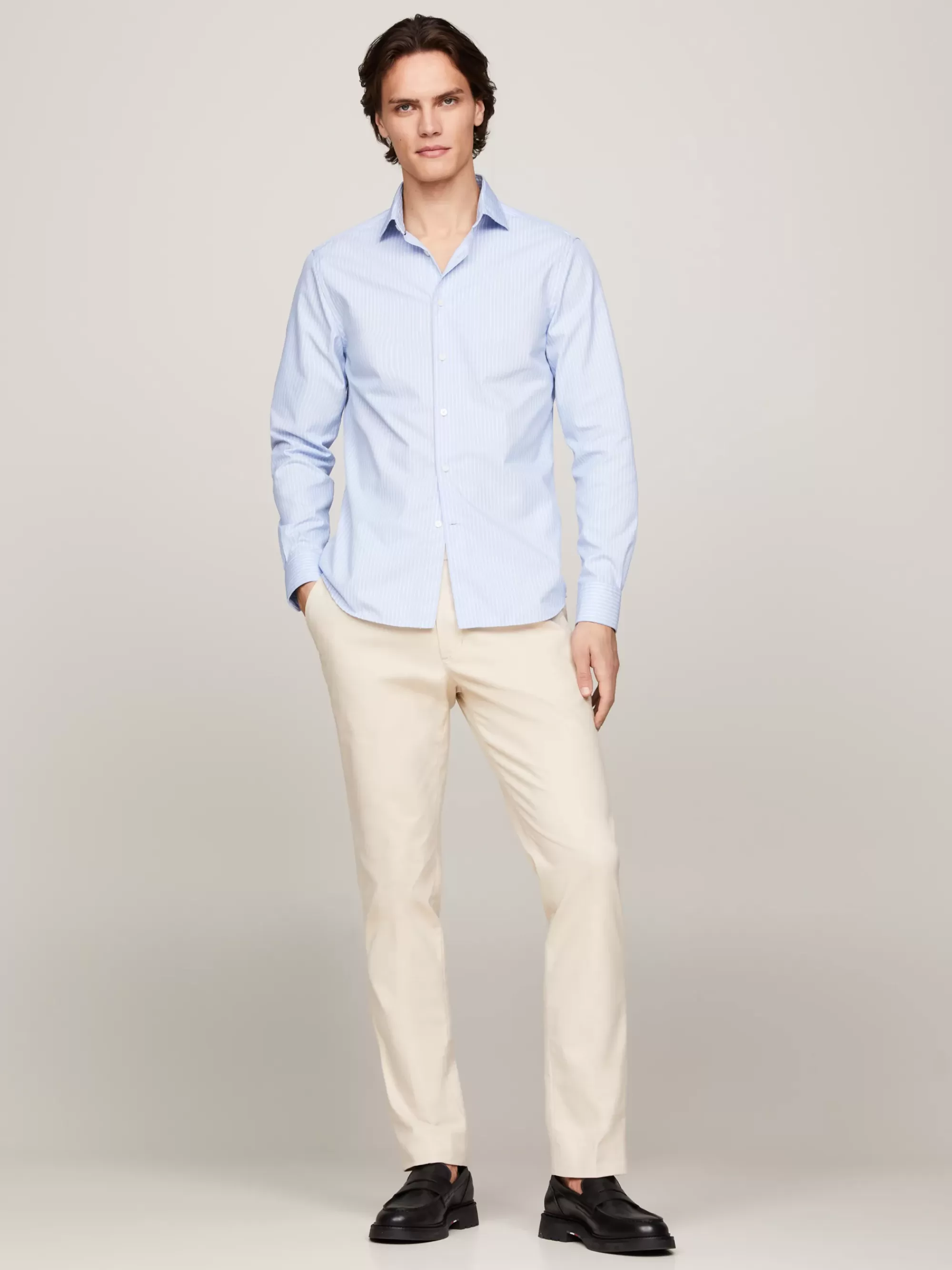 Overhemden*Tommy Hilfiger Slim Fit Overhemd Met Streep VESSEL BLUE/OPTIC WHITE
