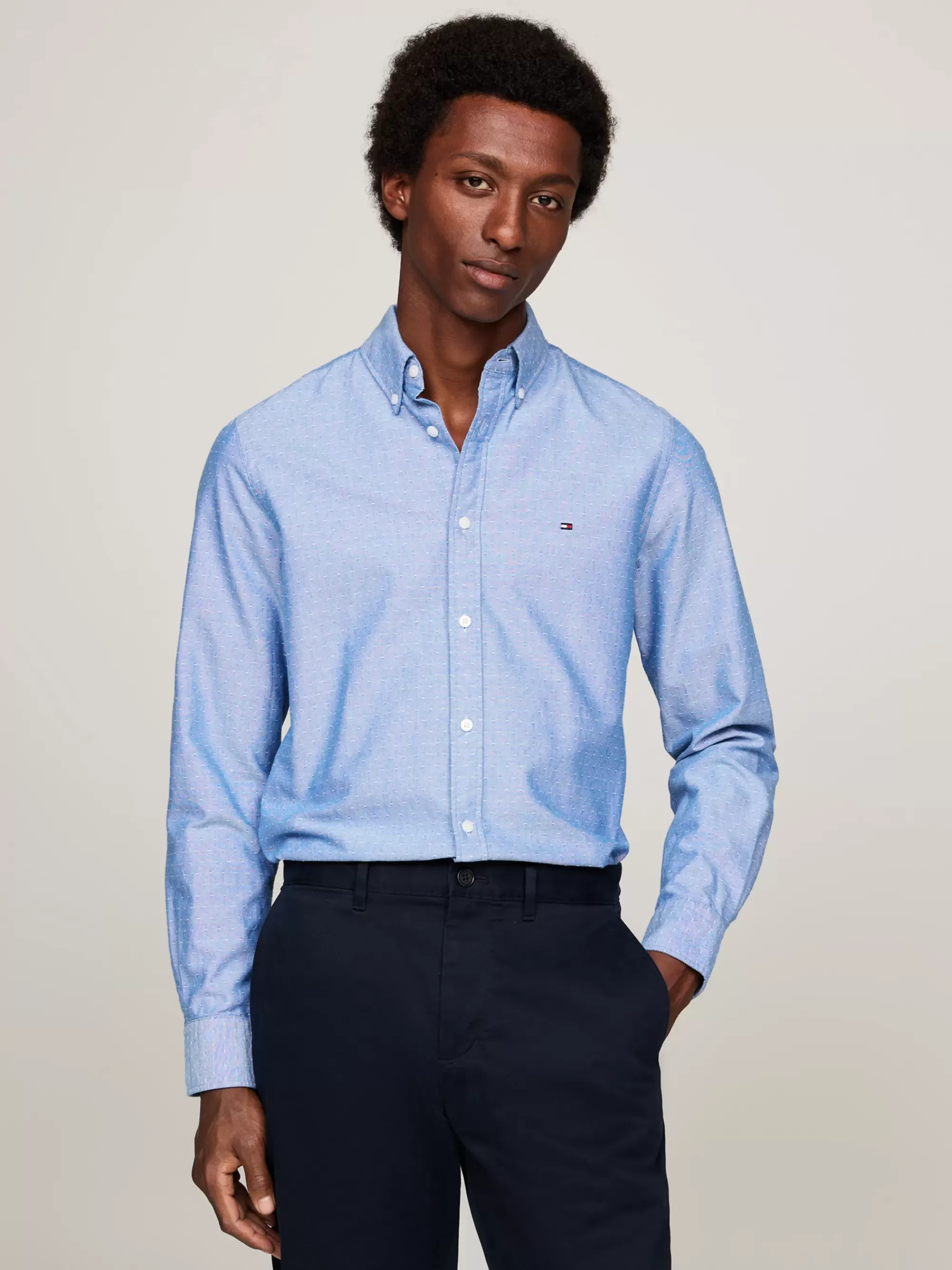 Overhemden*Tommy Hilfiger Slim Fit Overhemd Van Oxford-dobbykatoen VIBRANT INDIGO
