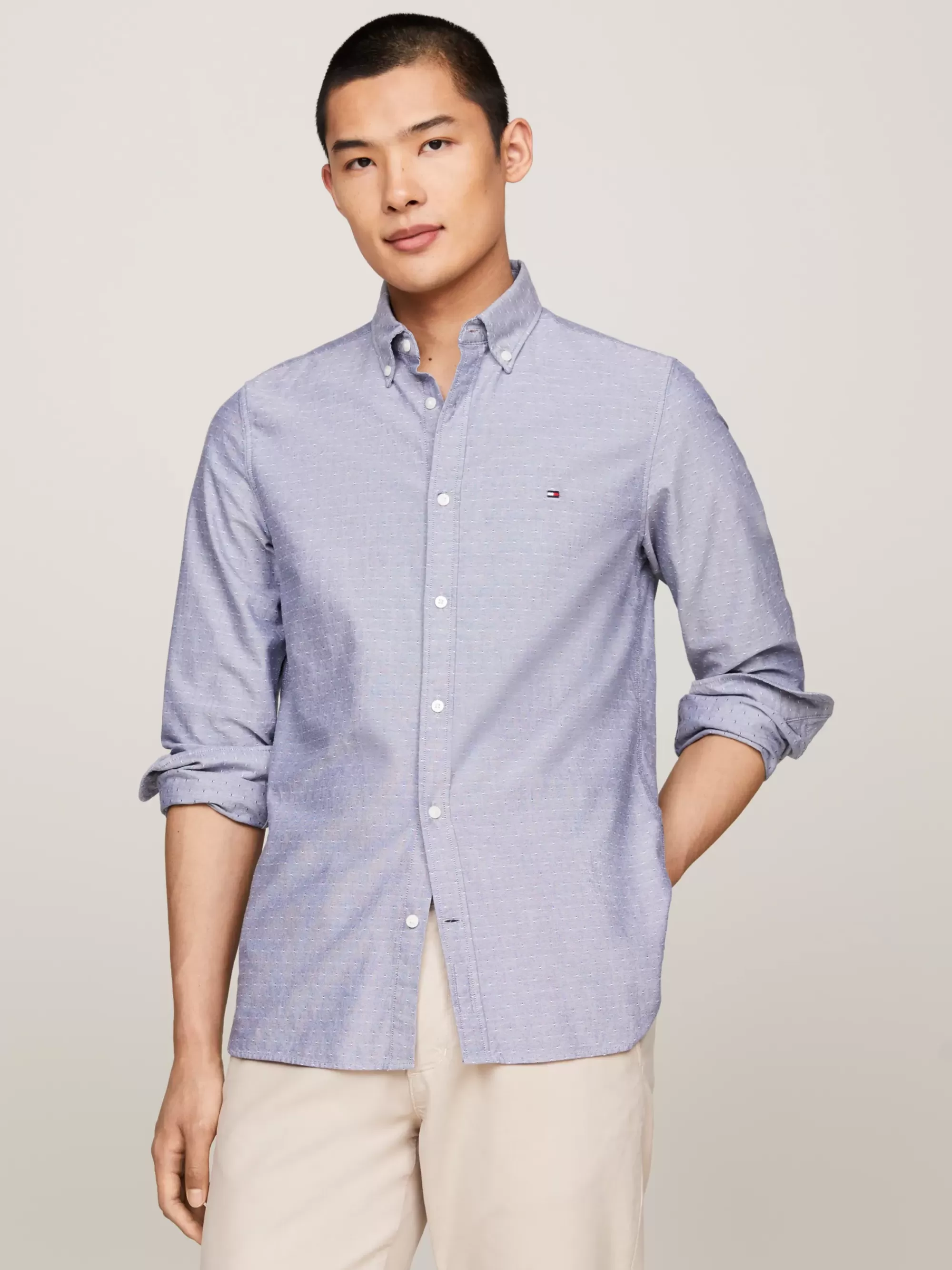Overhemden*Tommy Hilfiger Slim Fit Overhemd Van Oxford-dobbykatoen DARK NAVY