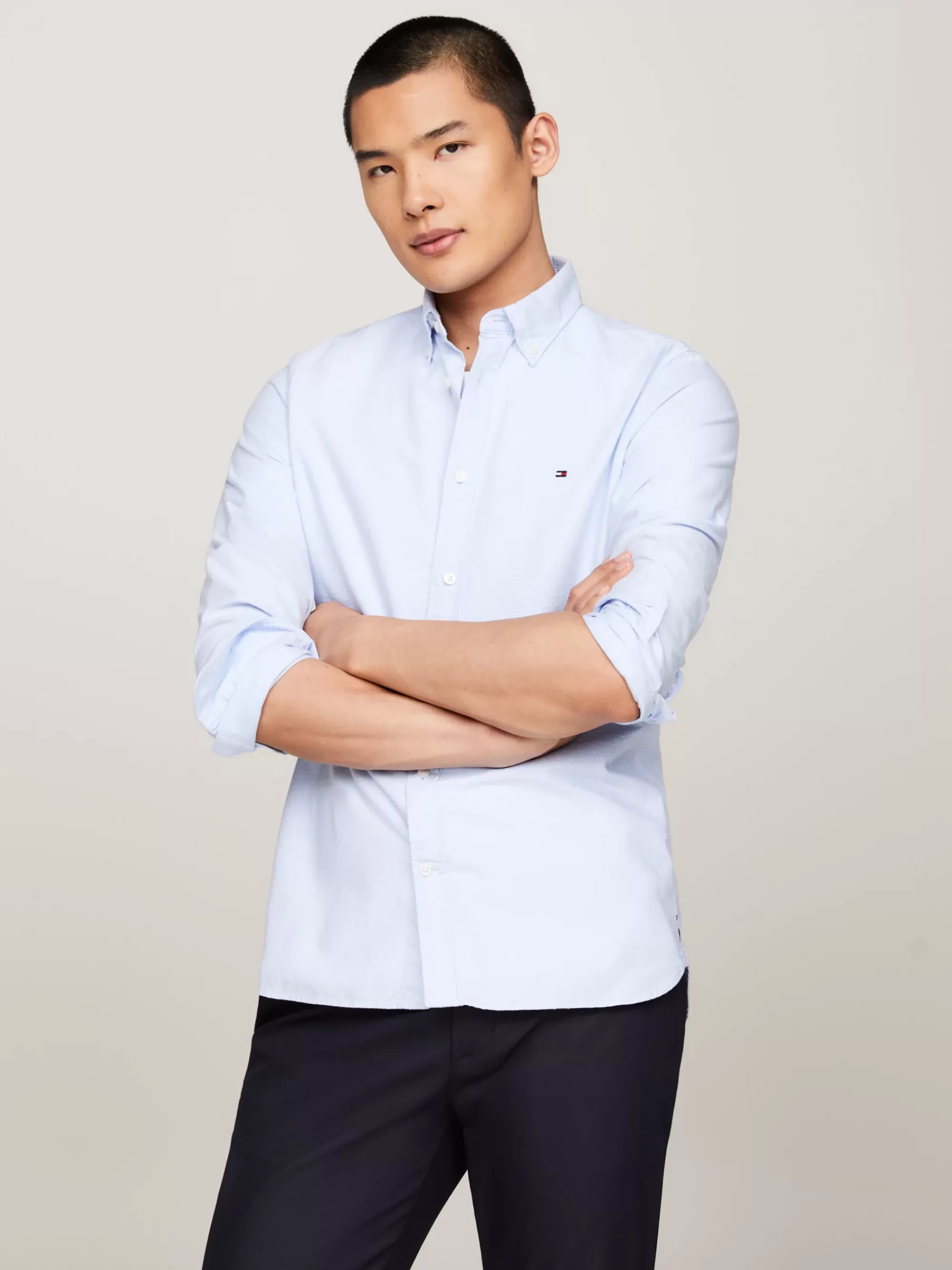 Overhemden*Tommy Hilfiger Slim Fit Overhemd Van Oxford-dobbykatoen VESSEL BLUE