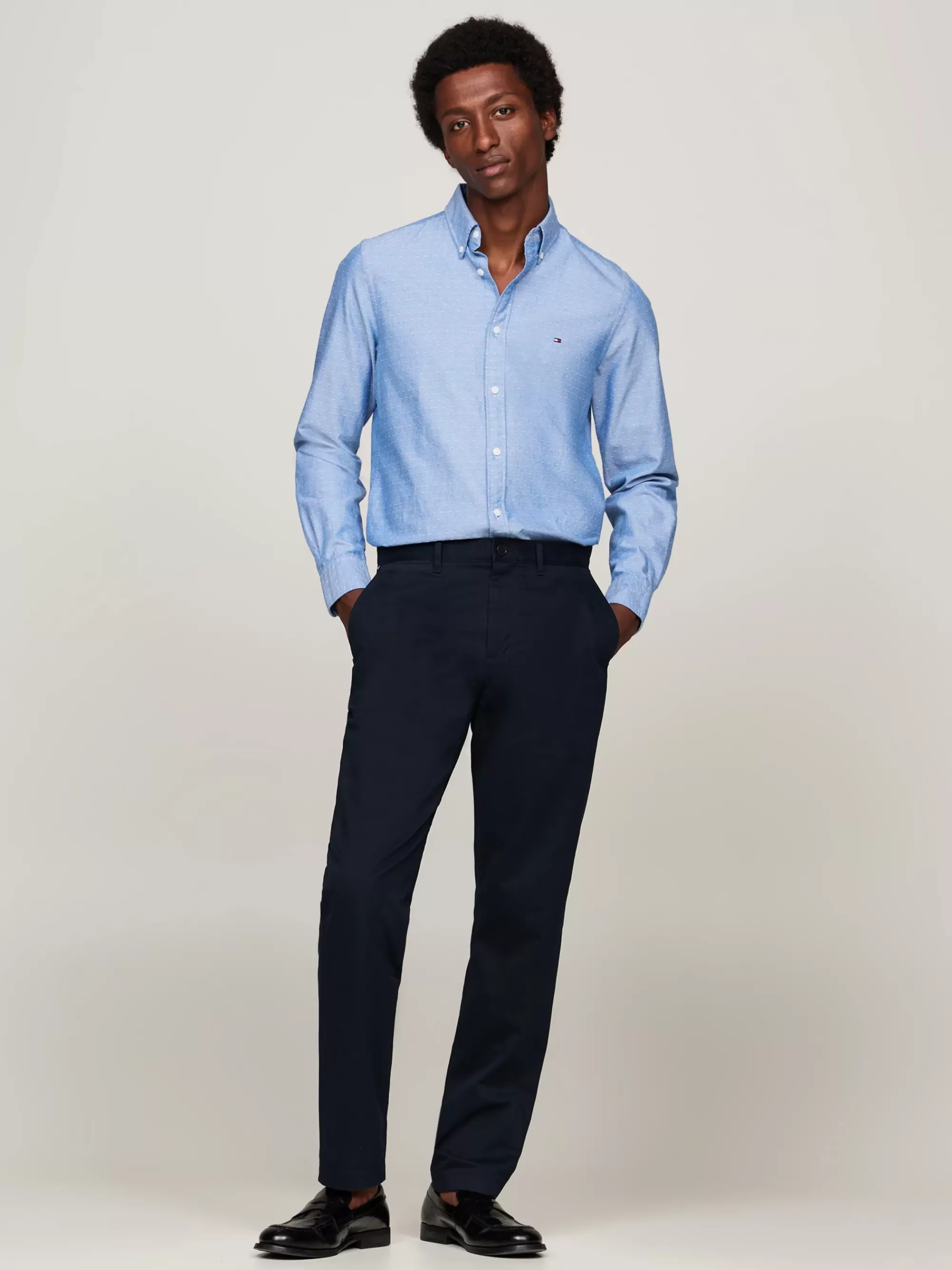 Overhemden*Tommy Hilfiger Slim Fit Overhemd Van Oxford-dobbykatoen VIBRANT INDIGO