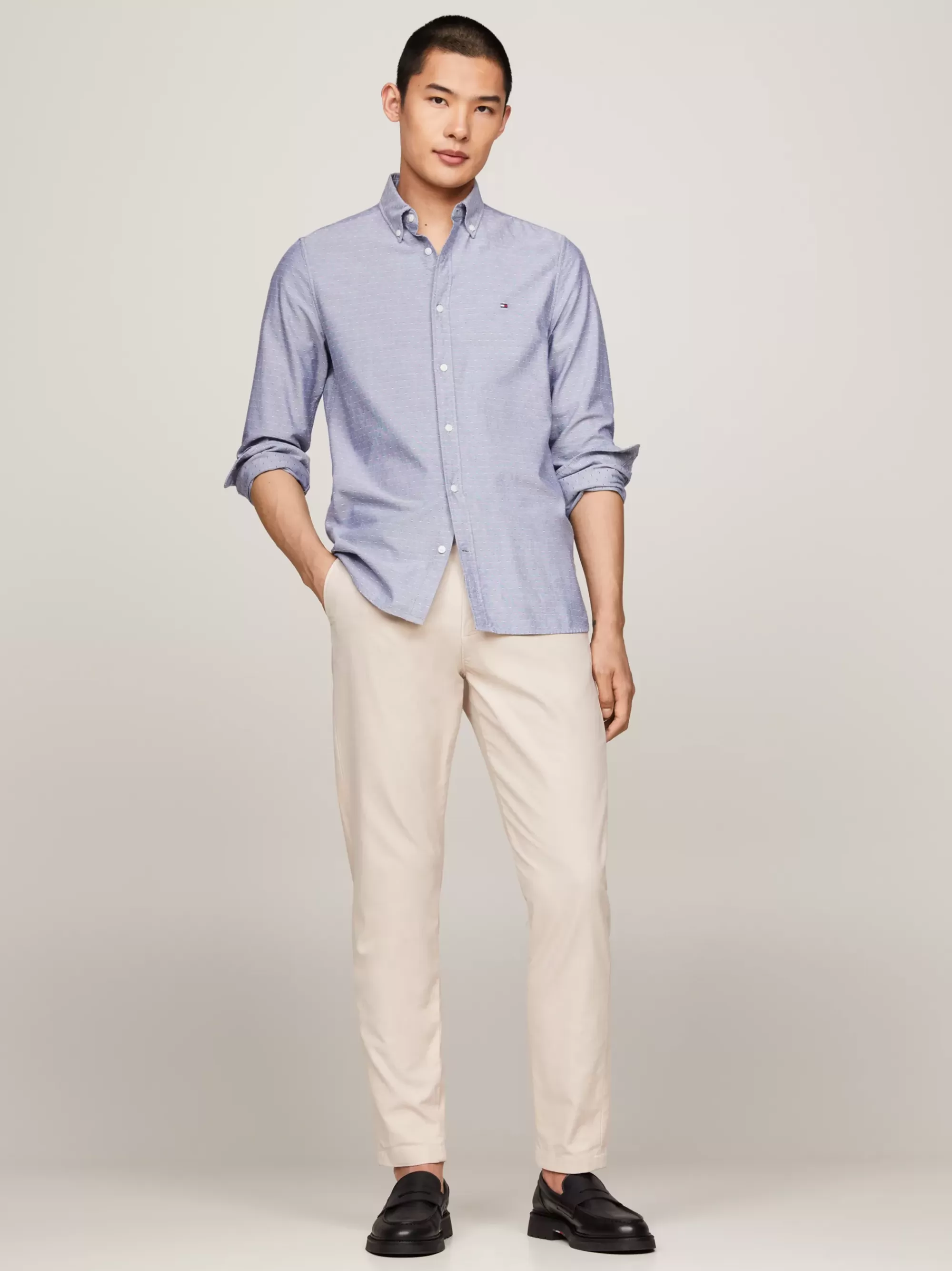 Overhemden*Tommy Hilfiger Slim Fit Overhemd Van Oxford-dobbykatoen DARK NAVY