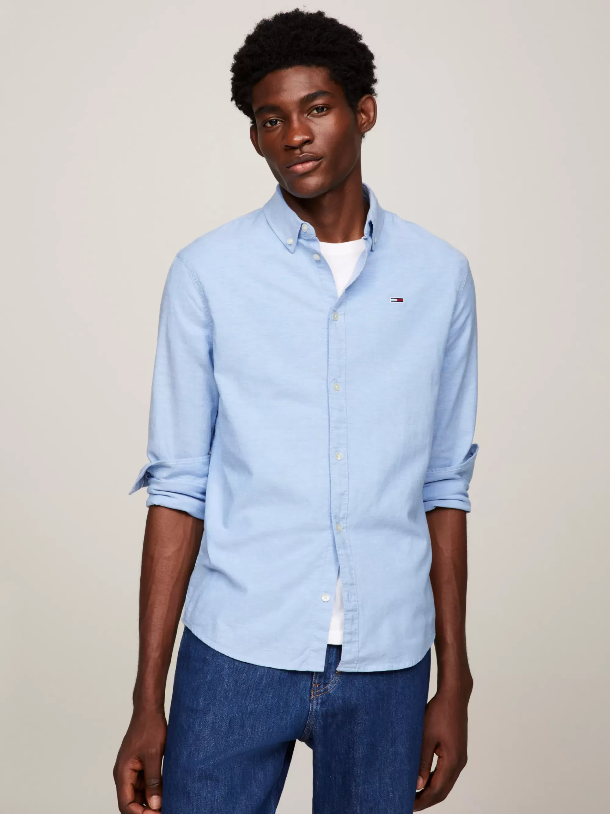 Overhemden*Tommy Hilfiger Slim Fit Overhemd Van Oxford-stretchkatoen PERFUME BLUE