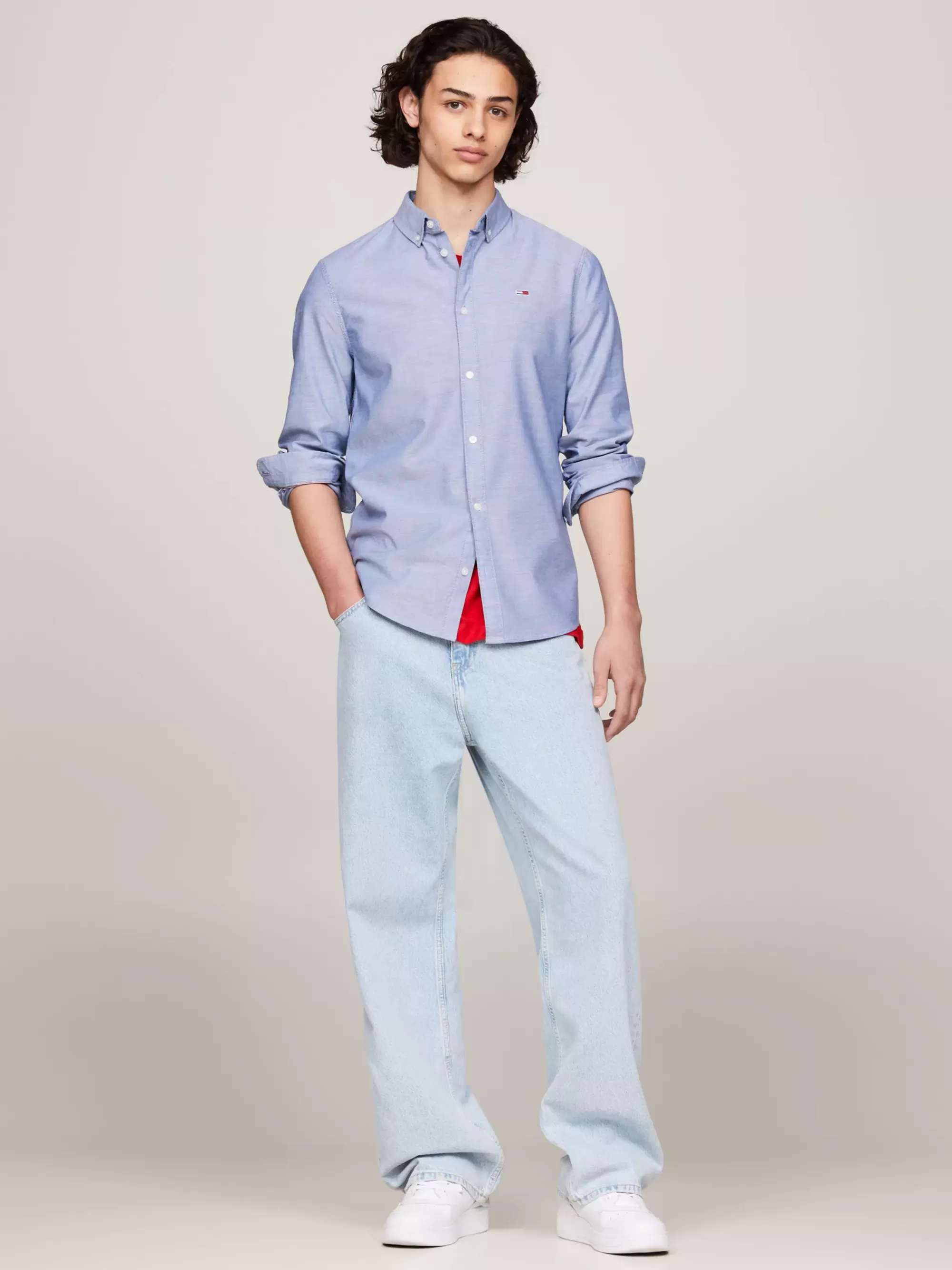 Overhemden*Tommy Hilfiger Slim Fit Overhemd Van Oxford-stretchkatoen TWILIGHT NAVY