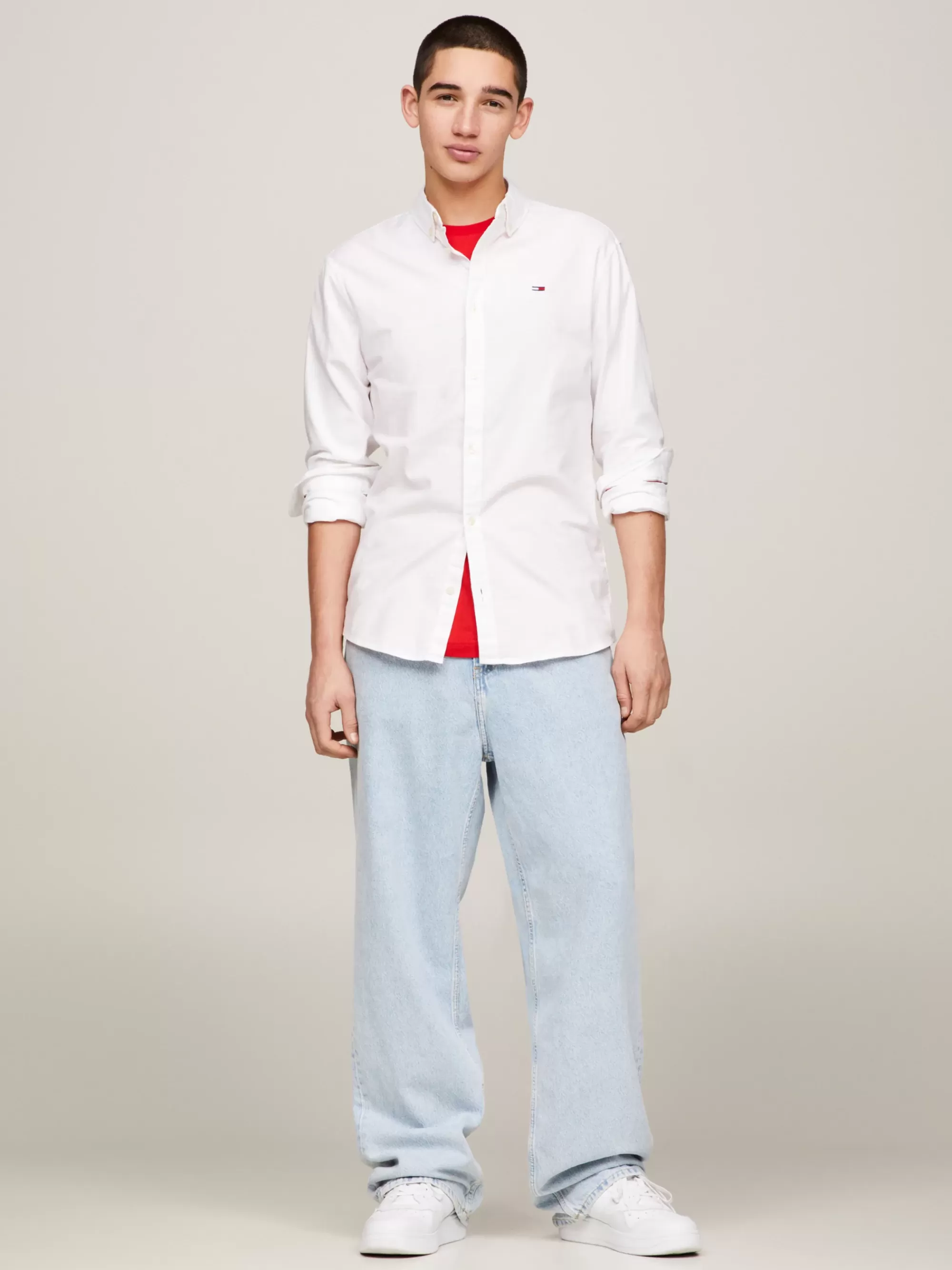 Overhemden*Tommy Hilfiger Slim Fit Overhemd Van Oxford-stretchkatoen WHITE