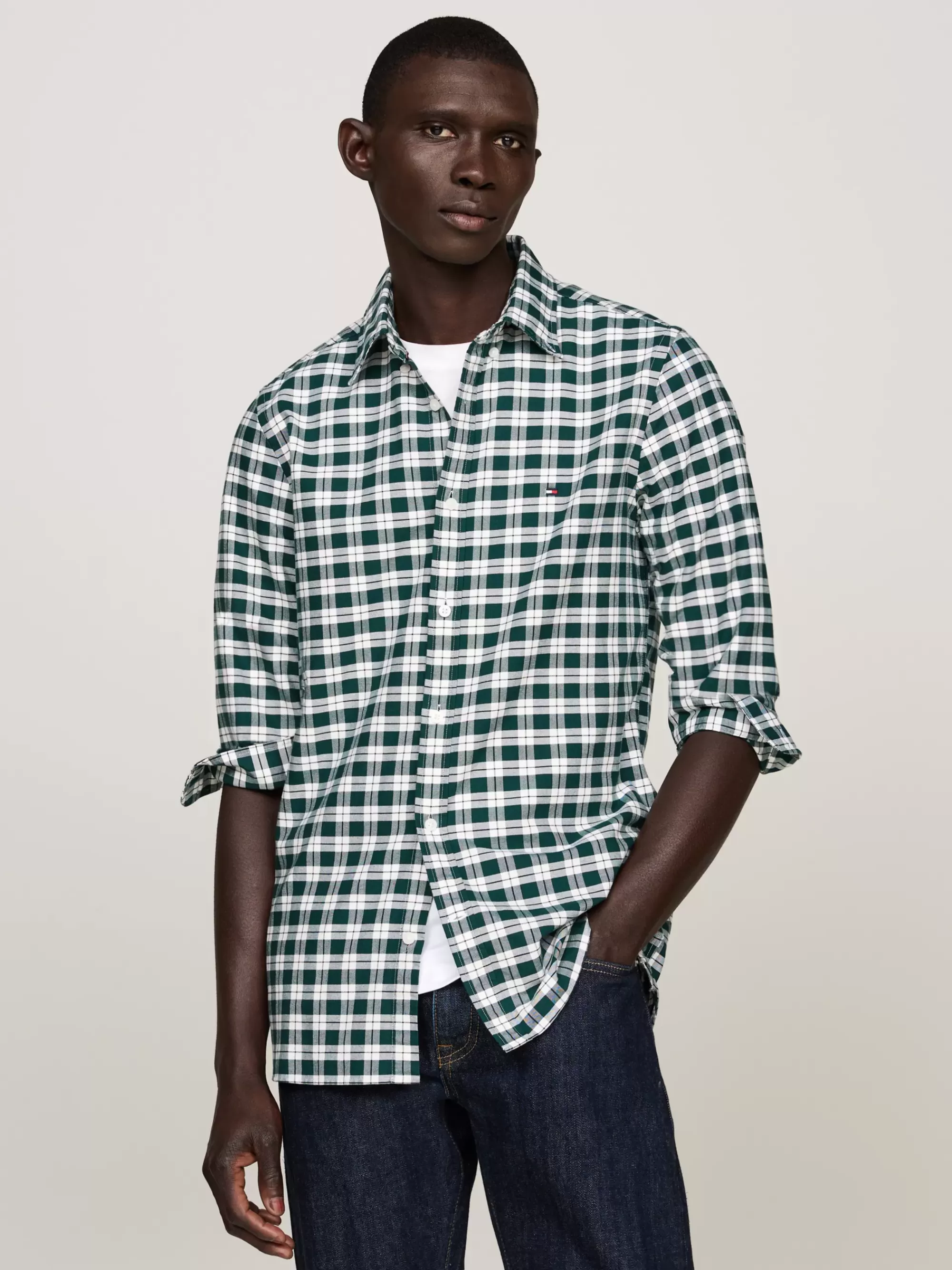 Overhemden*Tommy Hilfiger Slim Fit Oxford-overhemd Met Ruiten ORNAMENTAL GREEN / MULTI
