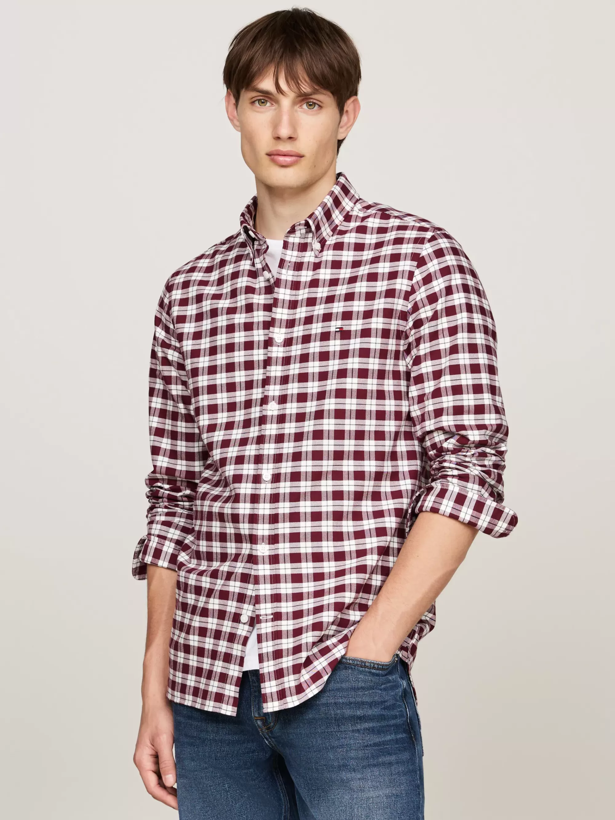 Overhemden*Tommy Hilfiger Slim Fit Oxford-overhemd Met Ruiten DEEP INDIGO / MULTI