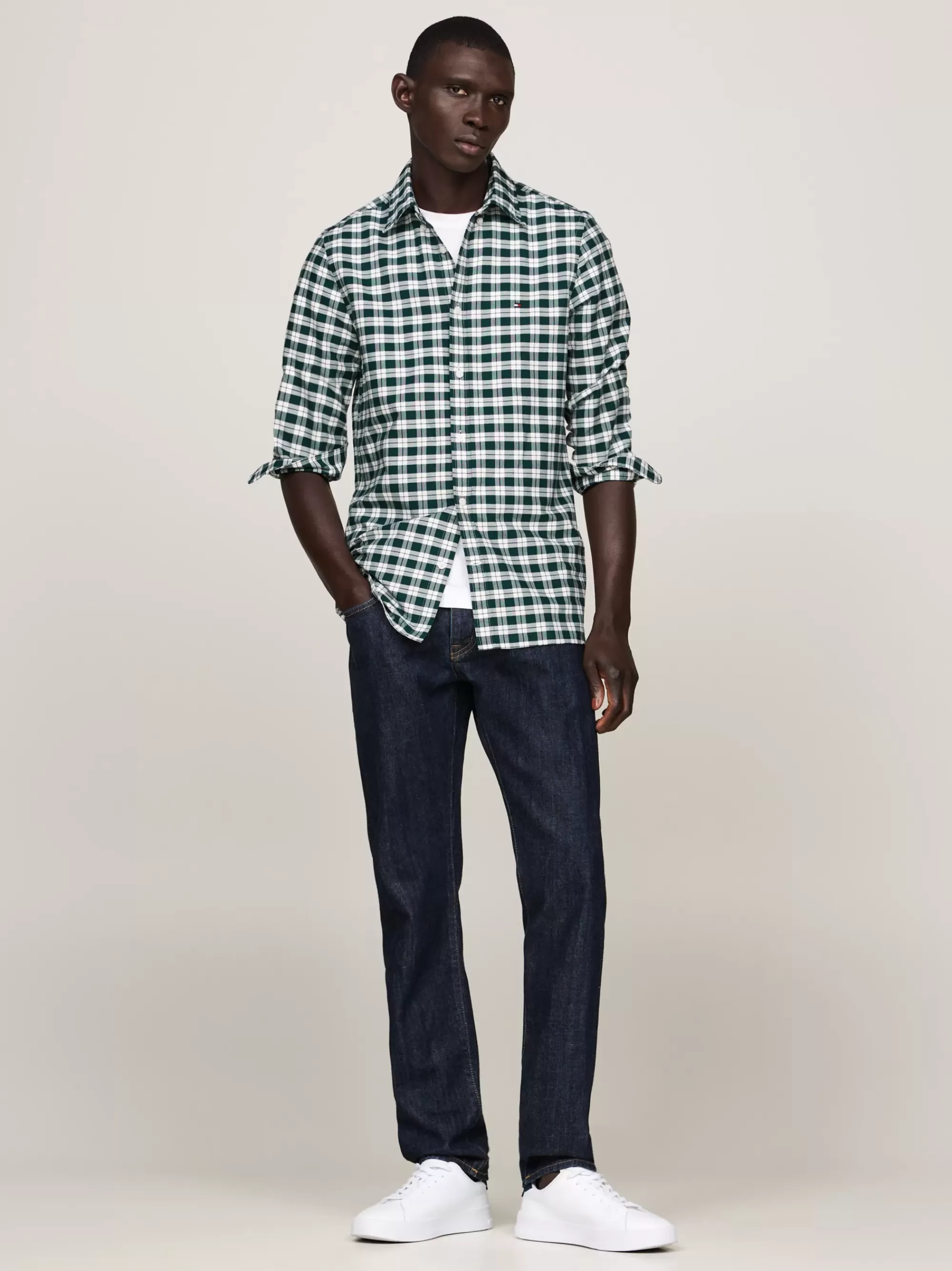 Overhemden*Tommy Hilfiger Slim Fit Oxford-overhemd Met Ruiten ORNAMENTAL GREEN / MULTI