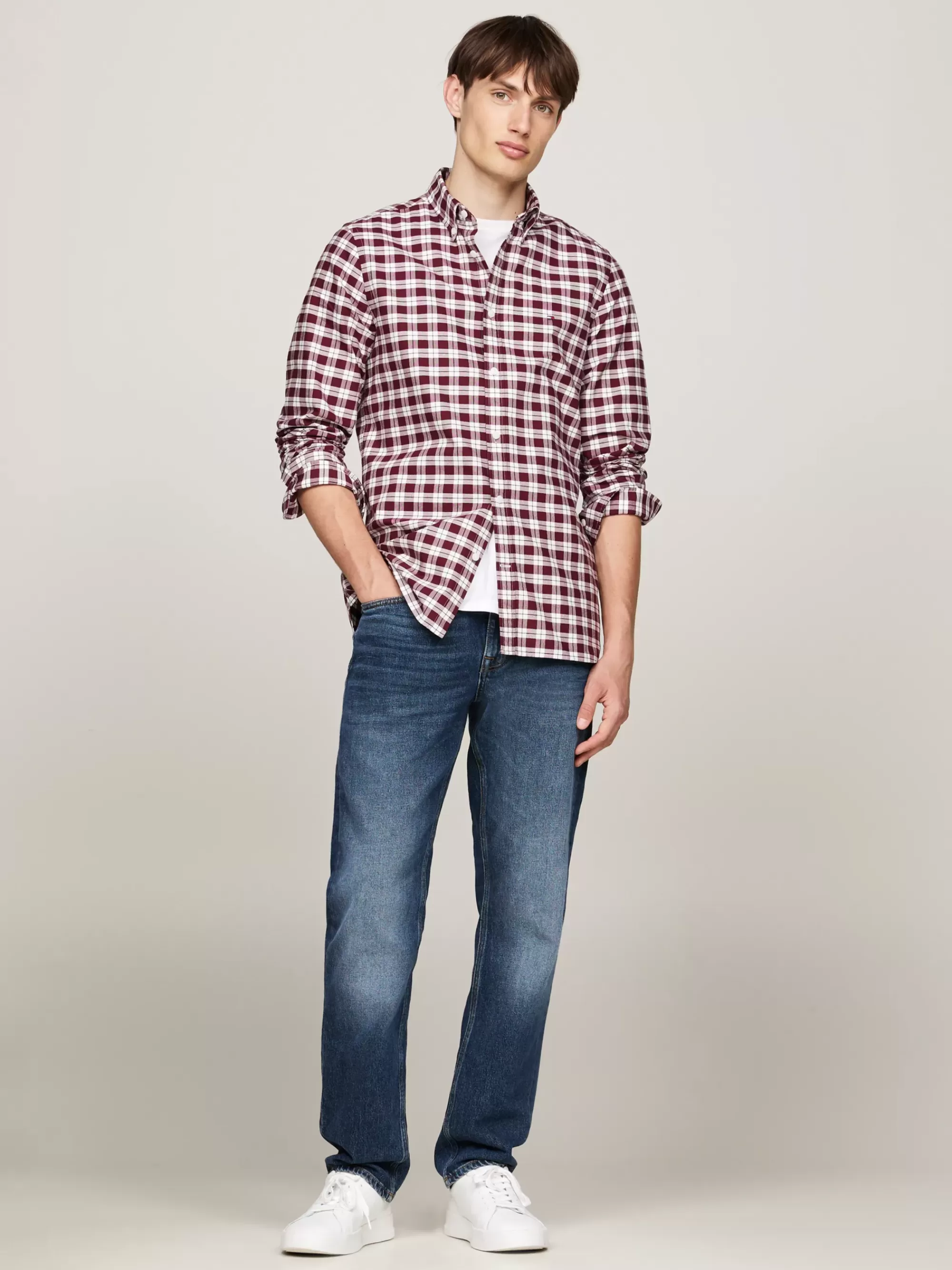 Overhemden*Tommy Hilfiger Slim Fit Oxford-overhemd Met Ruiten DEEP INDIGO / MULTI