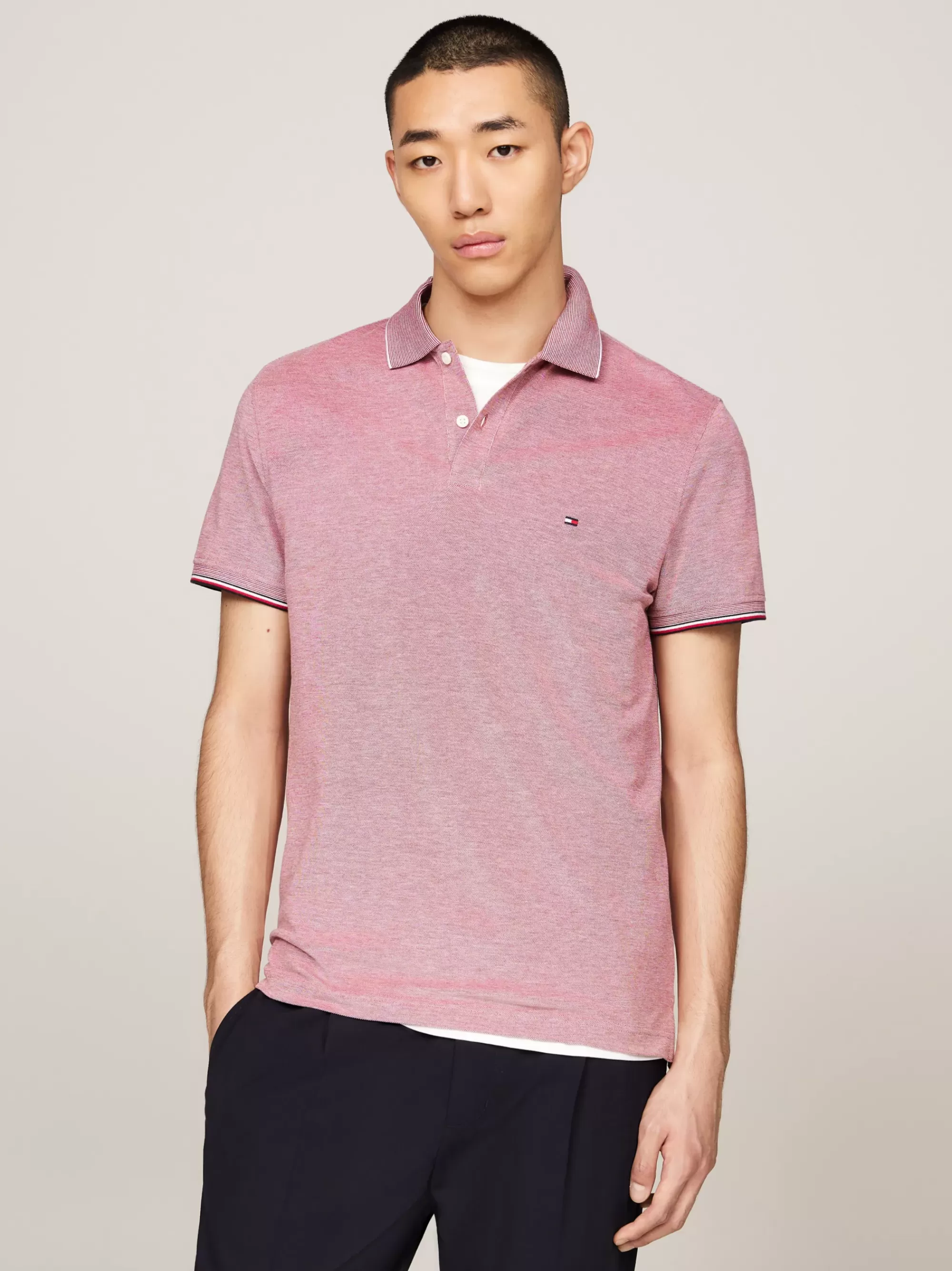 Polo's*Tommy Hilfiger Slim Fit Polo Met Contraststrepen DARK MAGMA