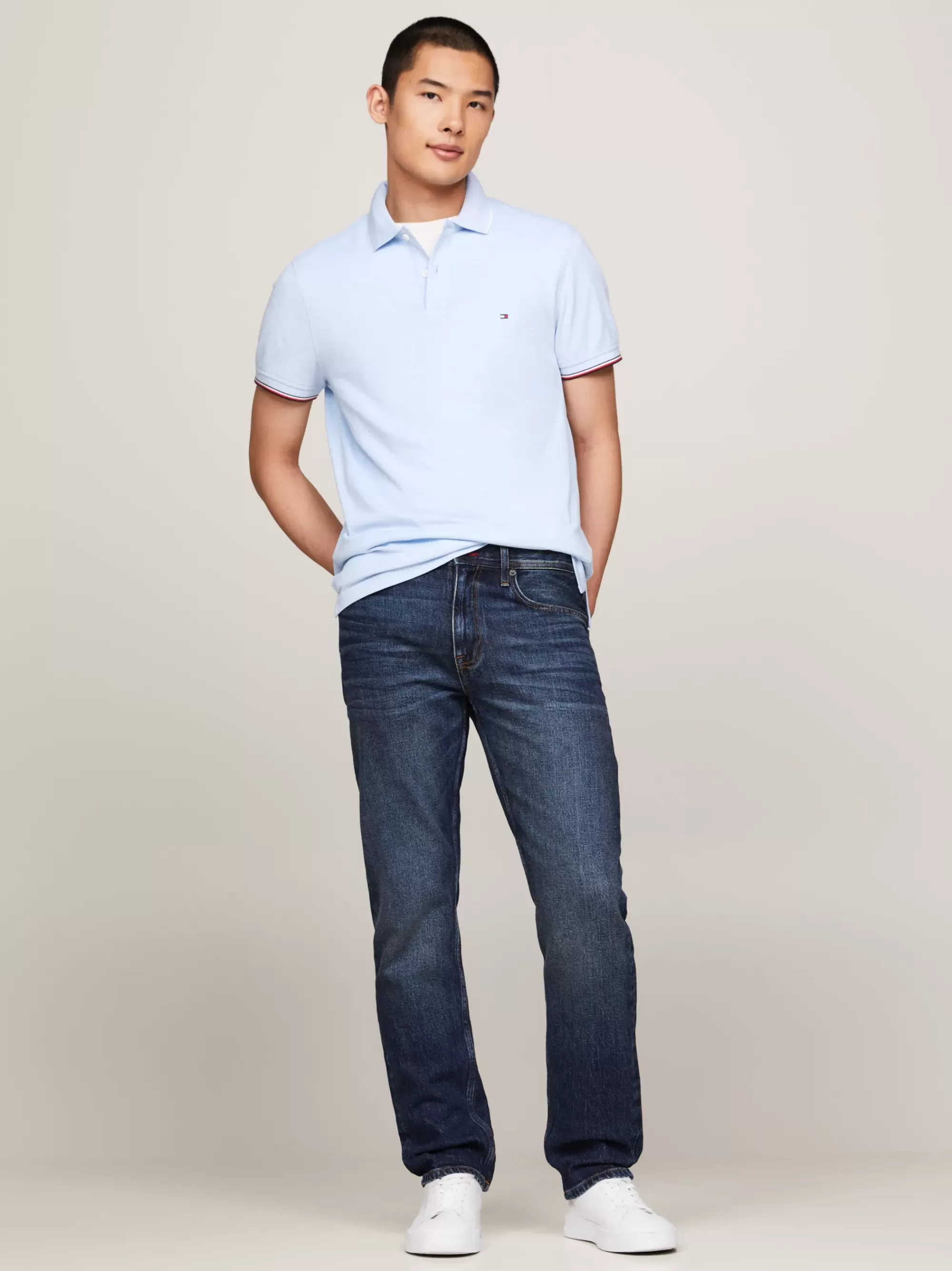 Polo's*Tommy Hilfiger Slim Fit Polo Met Contraststrepen VESSEL BLUE