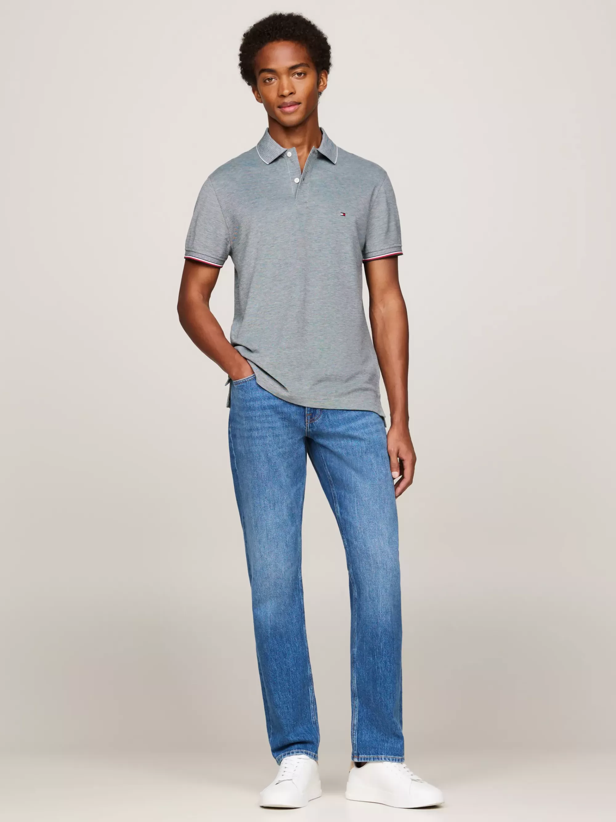 Polo's*Tommy Hilfiger Slim Fit Polo Met Contraststrepen ORNAMENTAL GREEN