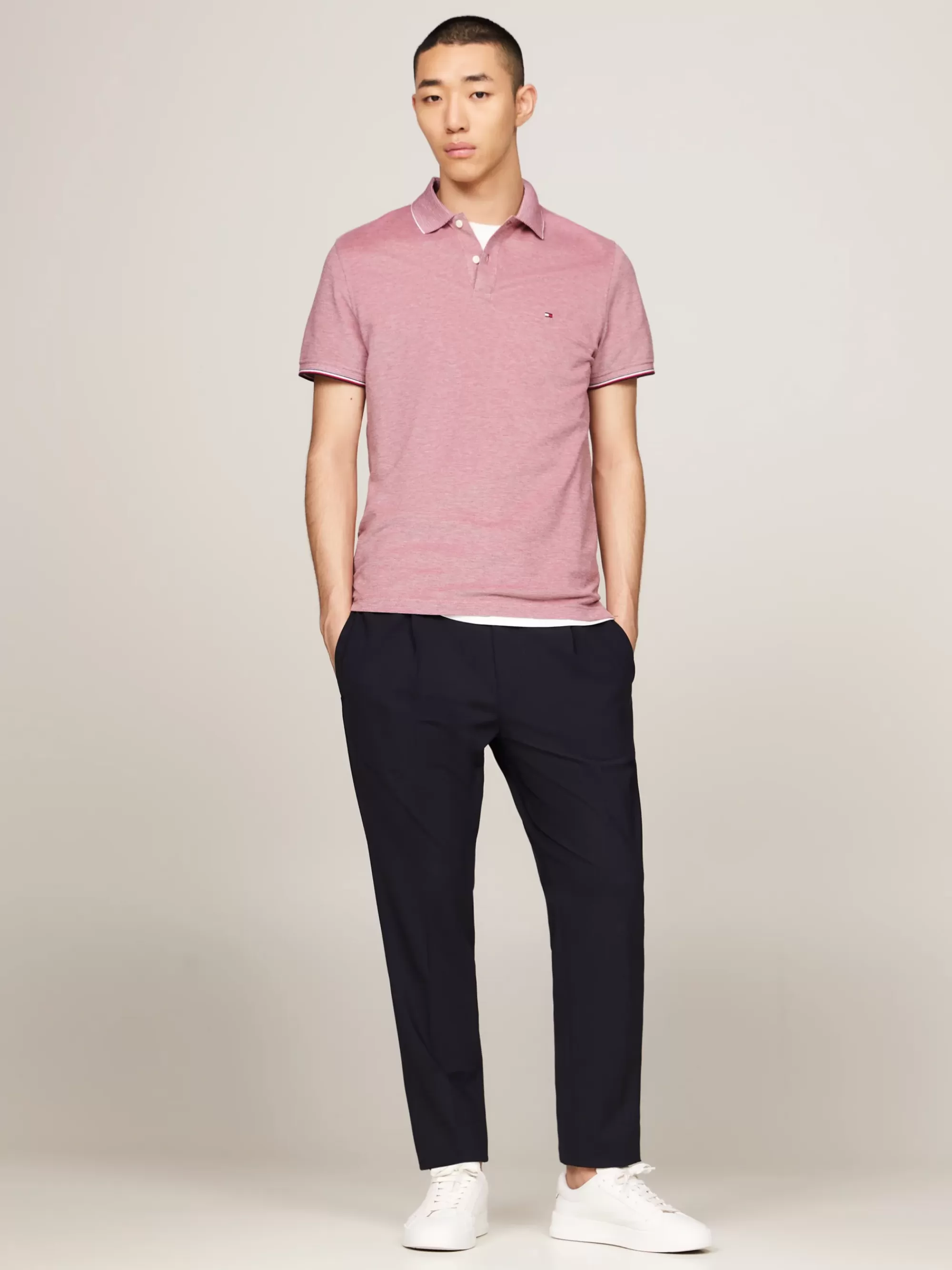 Polo's*Tommy Hilfiger Slim Fit Polo Met Contraststrepen DARK MAGMA