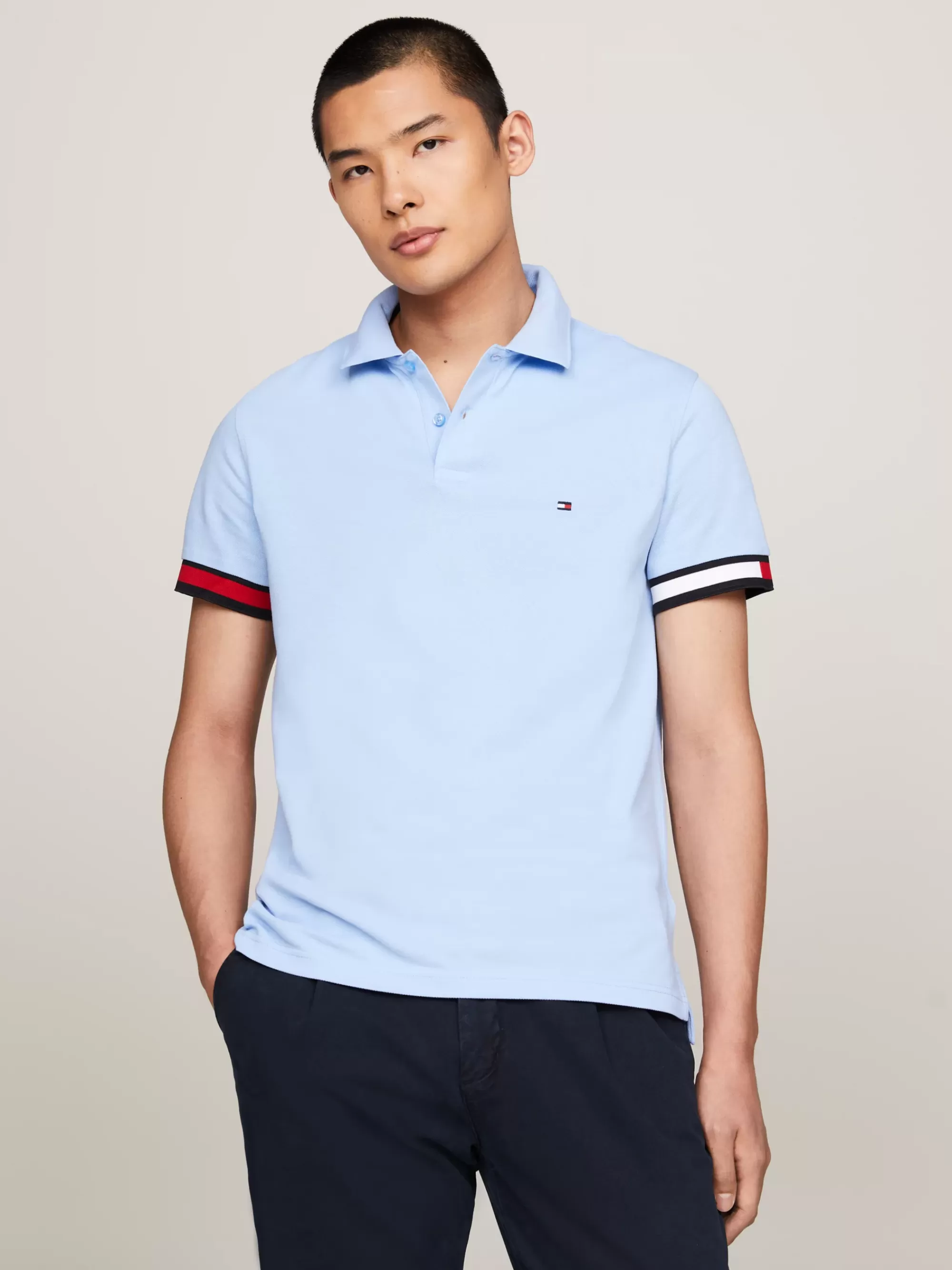 Polo's*Tommy Hilfiger Slim Fit Polo Met Vlag VESSEL BLUE