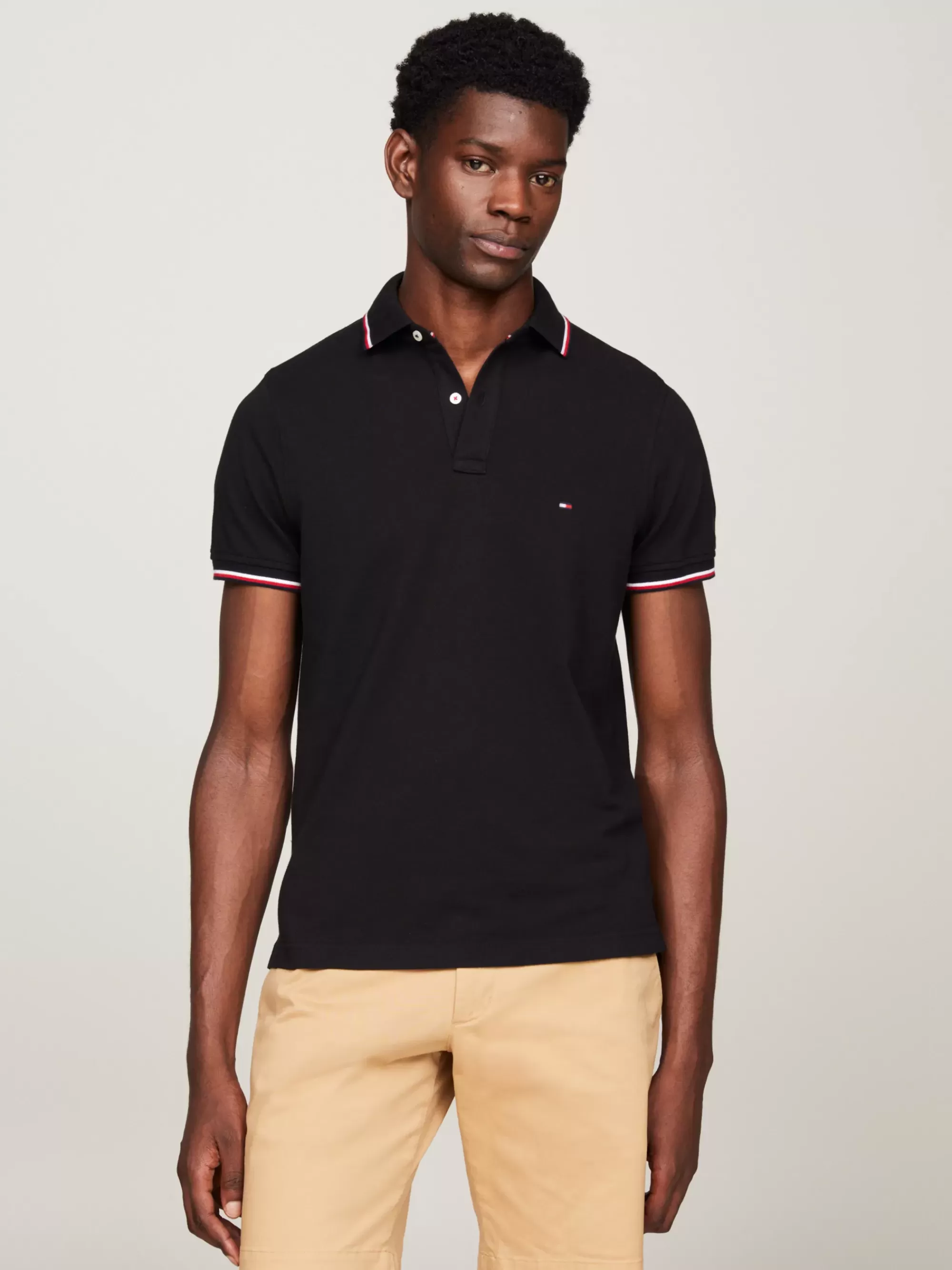 Polo's*Tommy Hilfiger Slim Fit Polo Van Puur Katoen BLACK