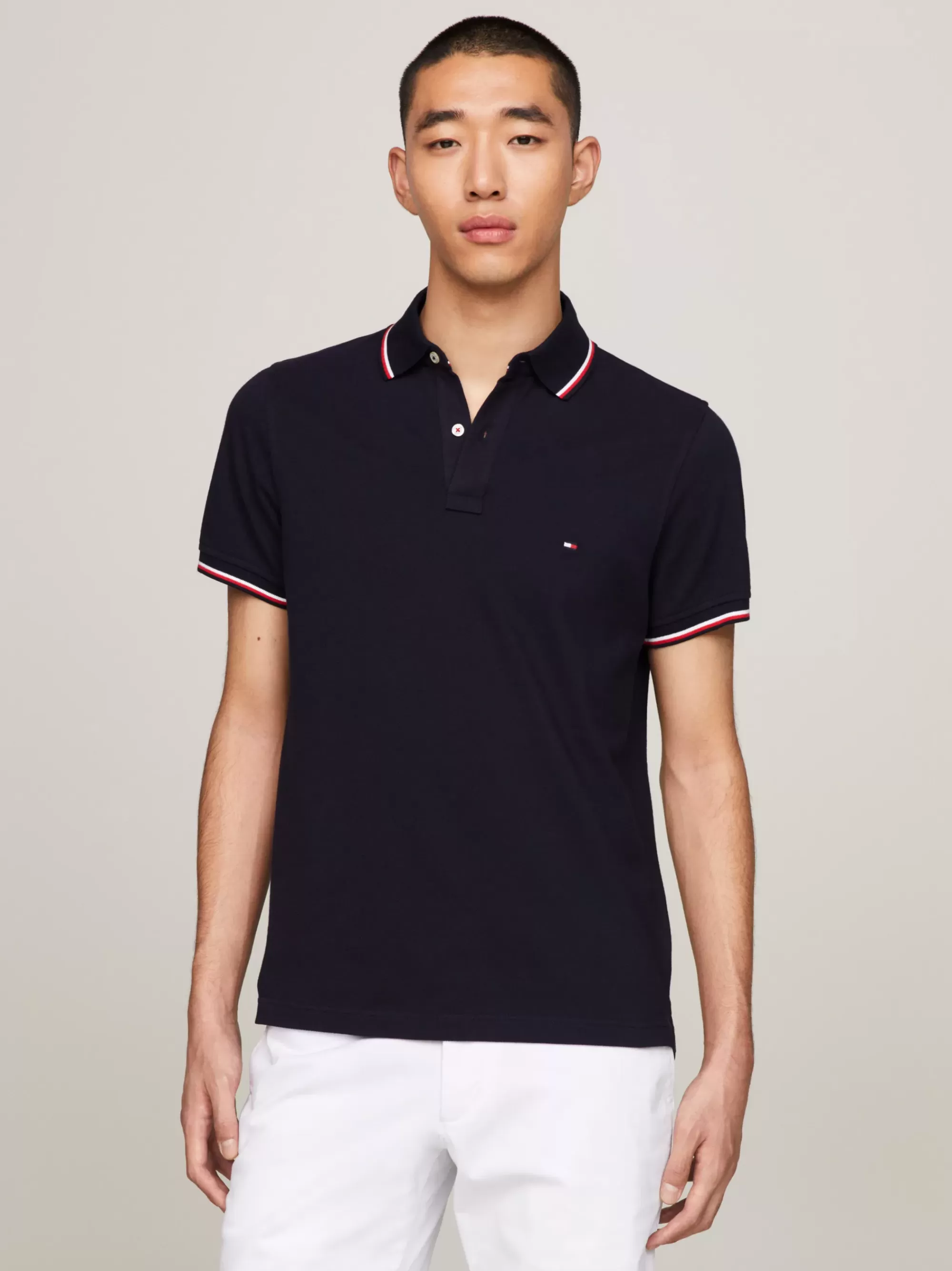 Polo's*Tommy Hilfiger Slim Fit Polo Van Puur Katoen DESERT SKY