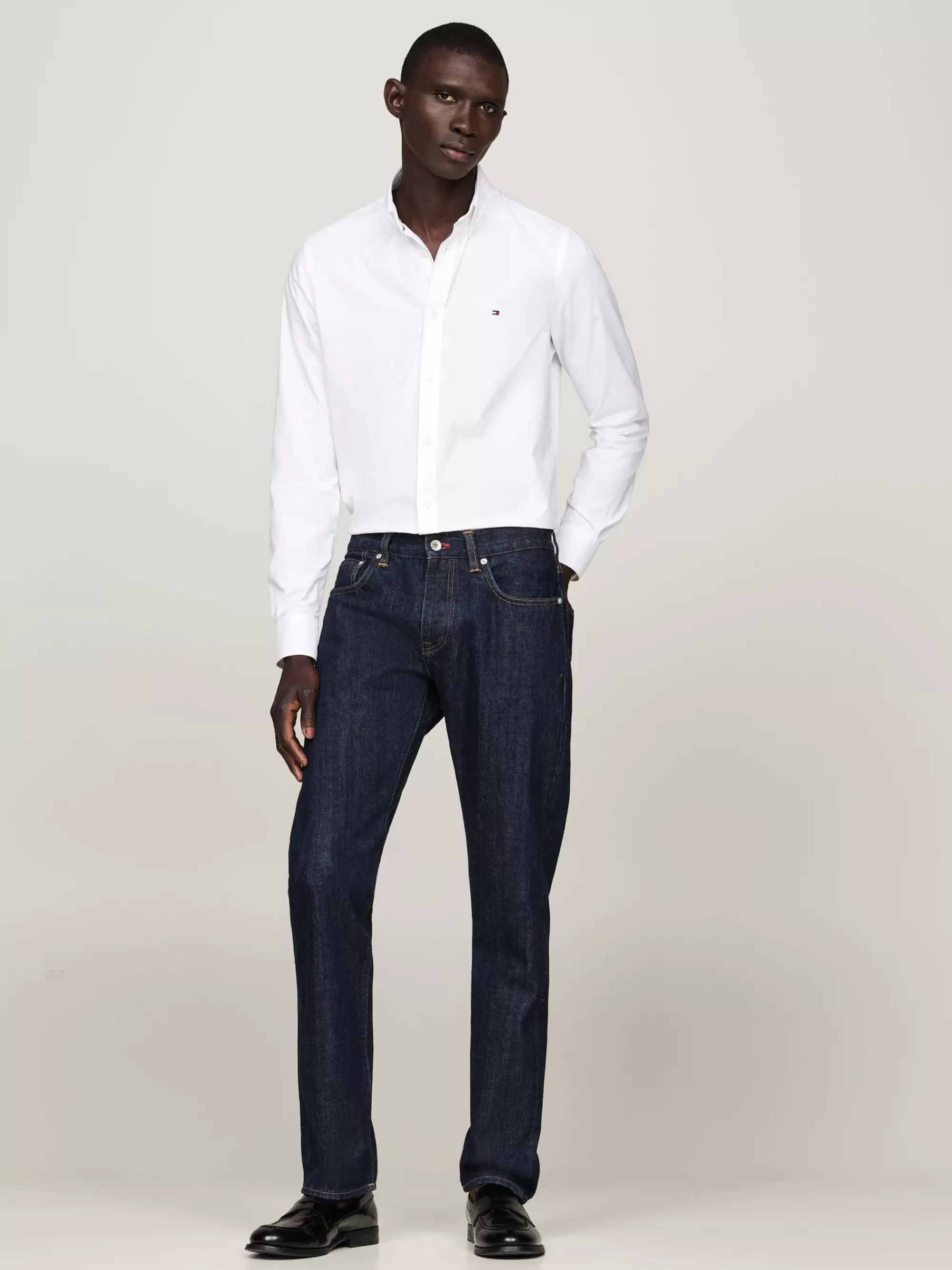 Overhemden*Tommy Hilfiger Slim Fit Poplin Overhemd Met Button-downkraag OPTIC WHITE