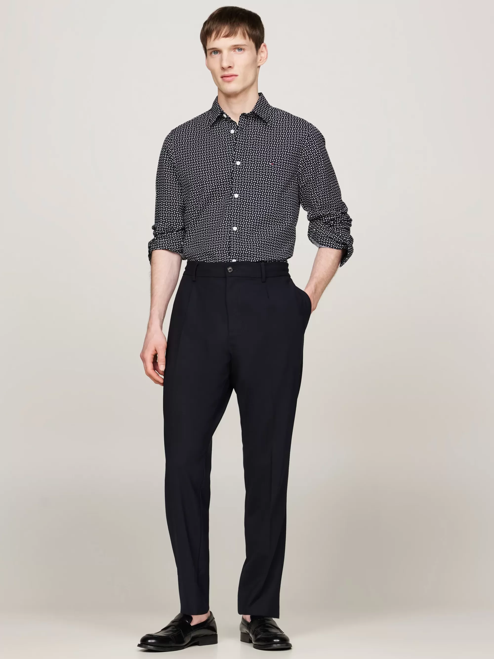 Overhemden*Tommy Hilfiger Slim Fit Poplin Overhemd Met Print DESERT SKY / OPTIC WHITE