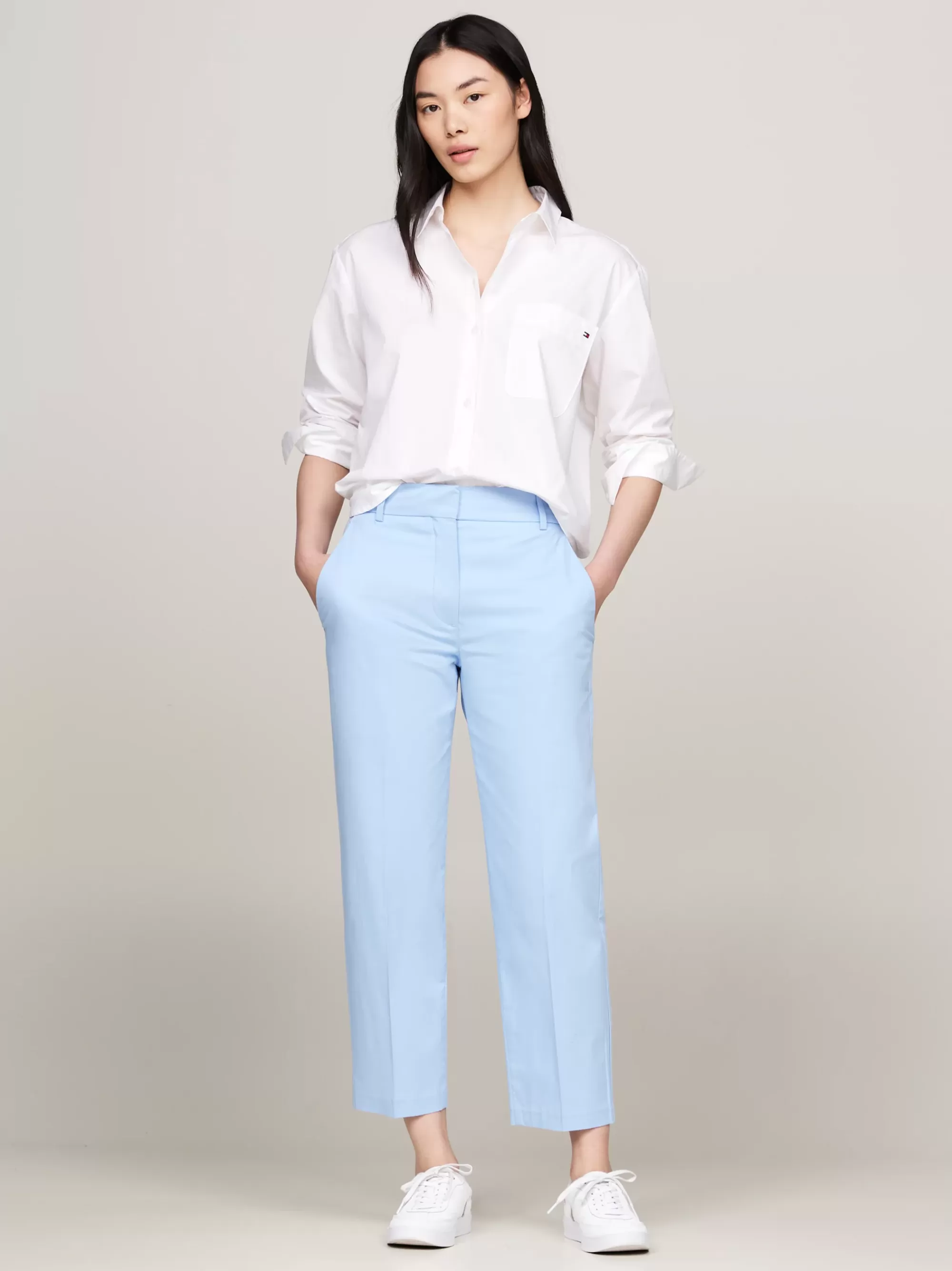 Broeken*Tommy Hilfiger Slim Fit Straight Chino Van Katoenmix VESSEL BLUE