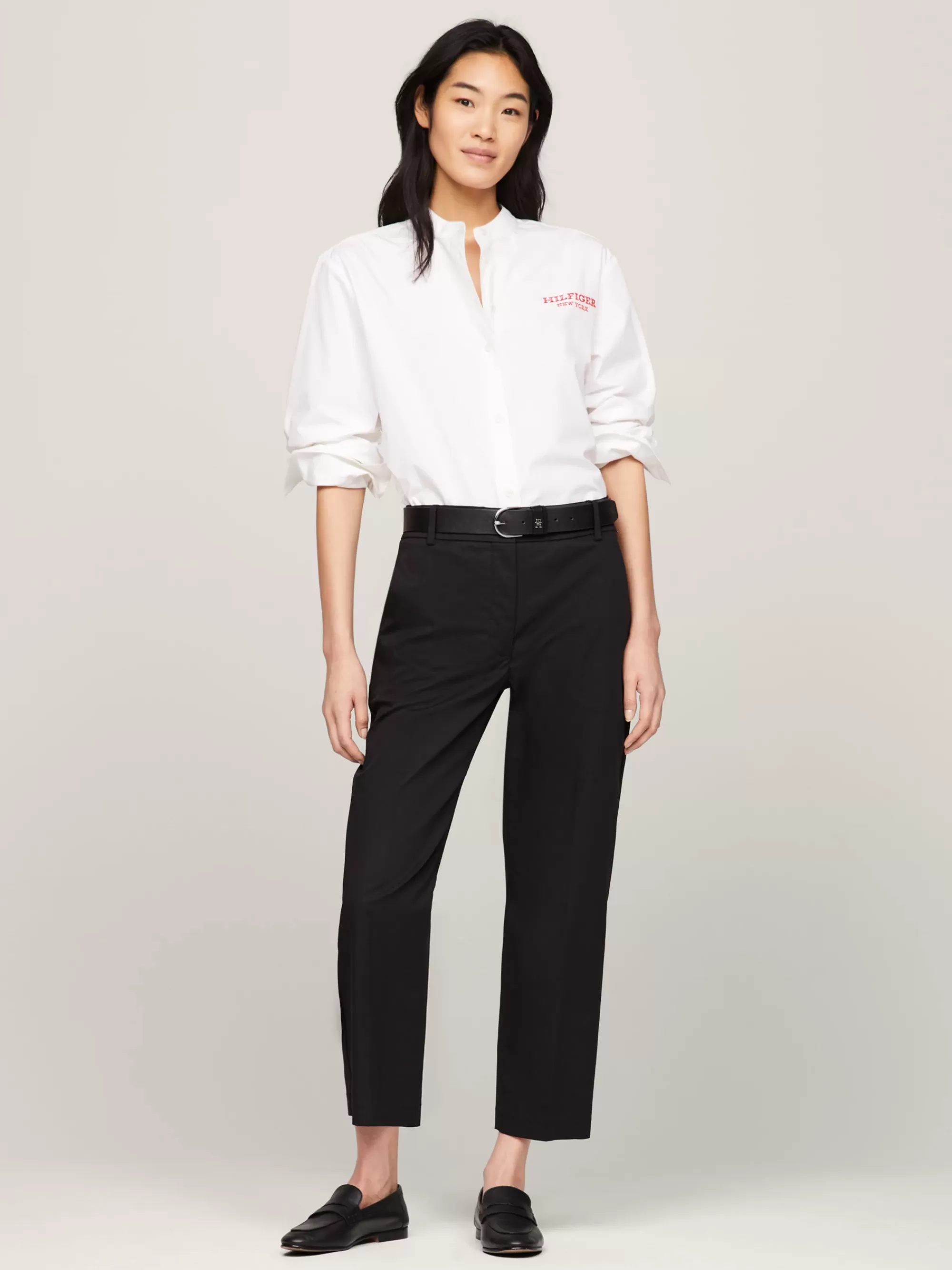 Broeken*Tommy Hilfiger Slim Fit Straight Chino Van Katoenmix BLACK