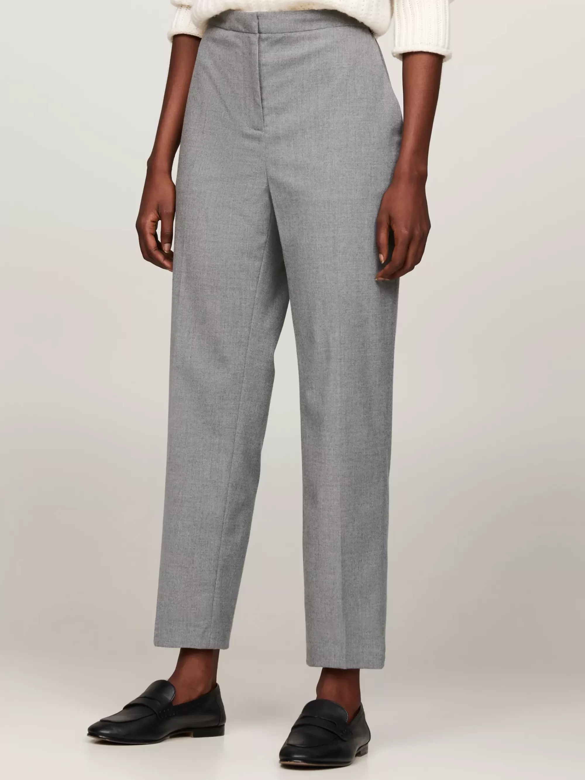 Broeken*Tommy Hilfiger Slim Fit Straight Leg Chino Van Flanel MEDIUM GREY HEATHER