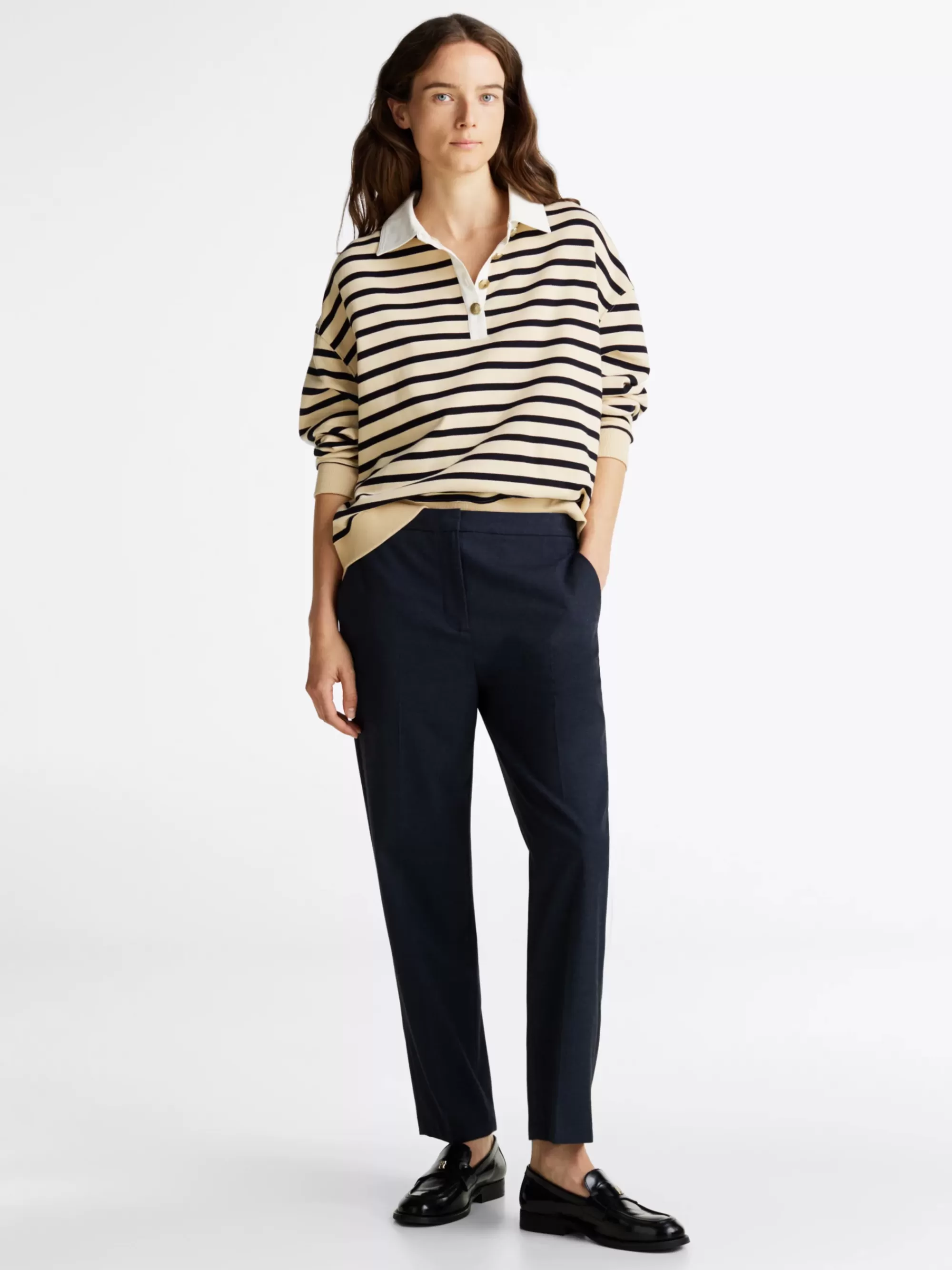 Broeken*Tommy Hilfiger Slim Fit Straight Leg Chino Van Flanel DESERT SKY HEATHER