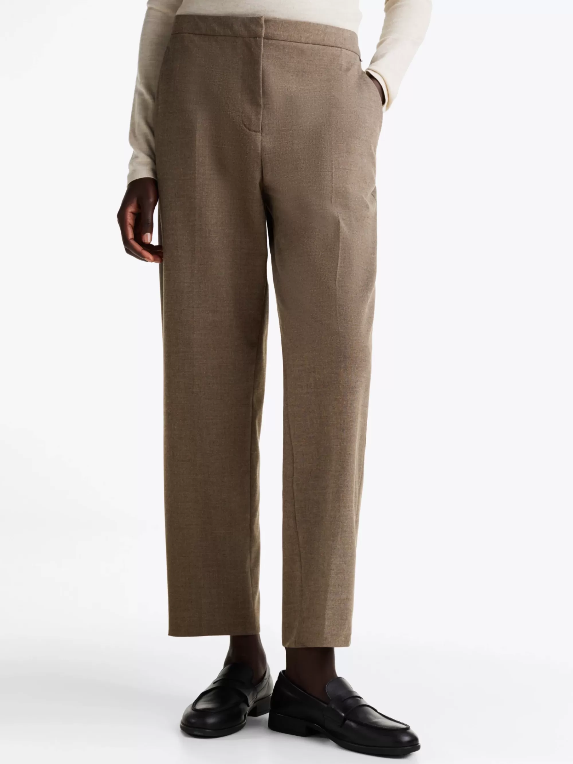 Broeken*Tommy Hilfiger Slim Fit Straight Leg Chino Van Flanel LEGACY BROWN HEATHER