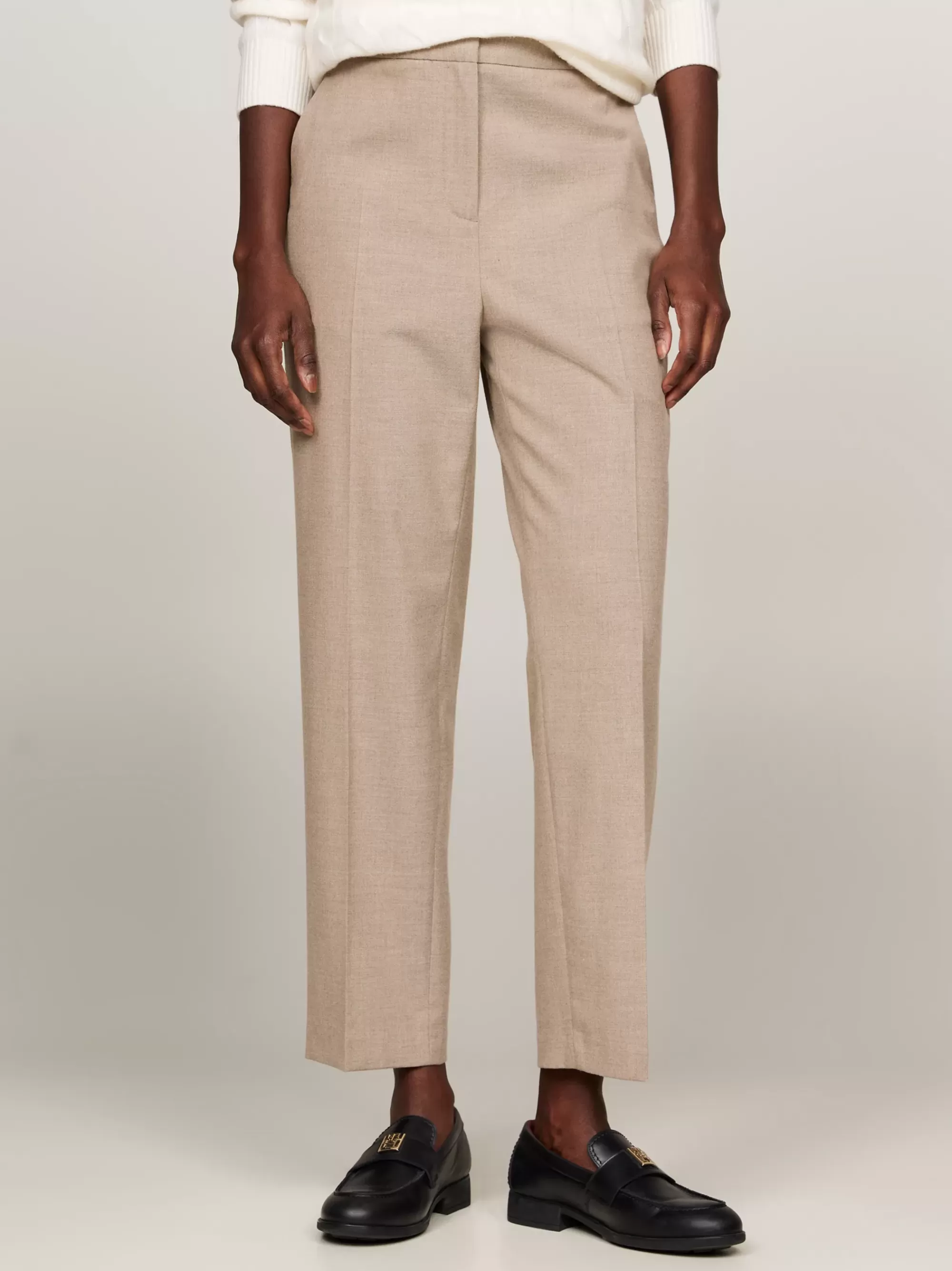 Broeken*Tommy Hilfiger Slim Fit Straight Leg Chino Van Flanel CLASSIC BEIGE HEATHER