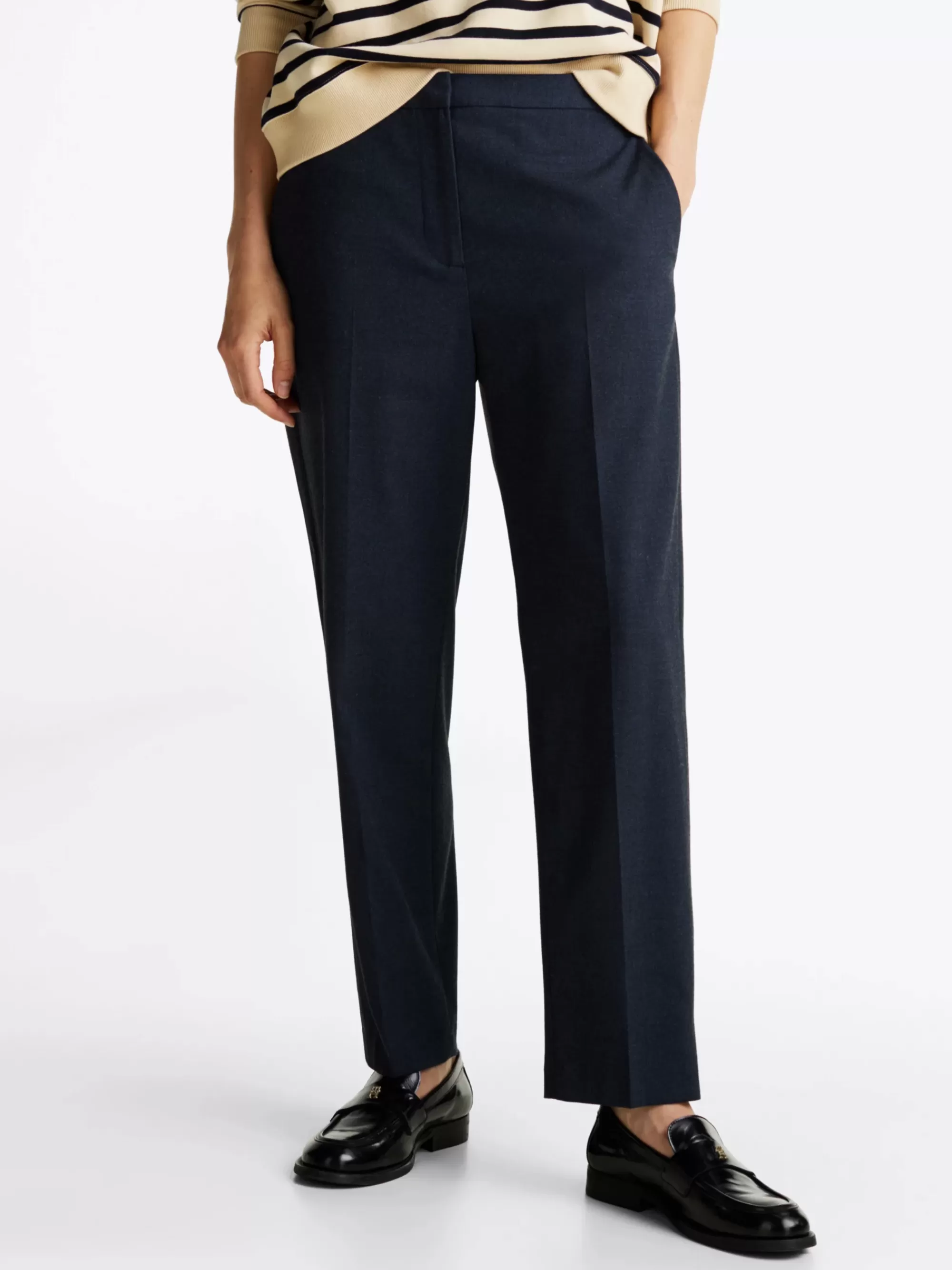 Broeken*Tommy Hilfiger Slim Fit Straight Leg Chino Van Flanel DESERT SKY HEATHER