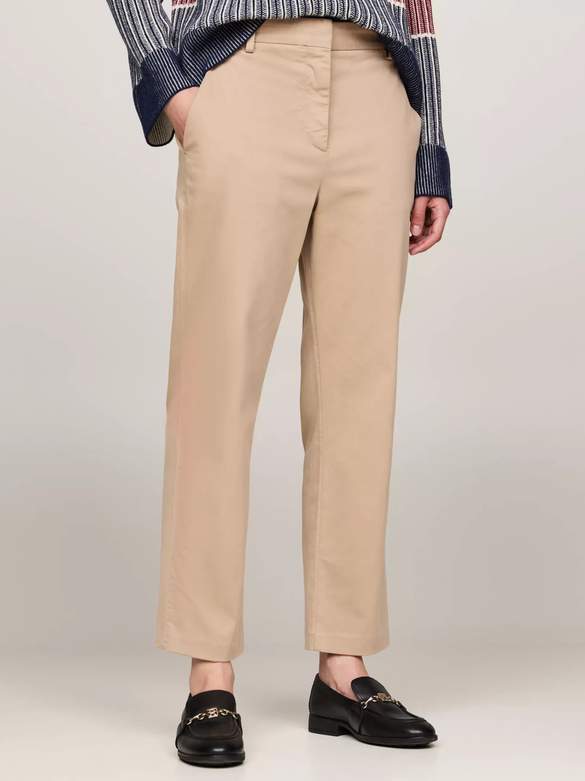 Broeken*Tommy Hilfiger Slim Fit Straight Leg Chino Van Stretchkatoen BEIGE