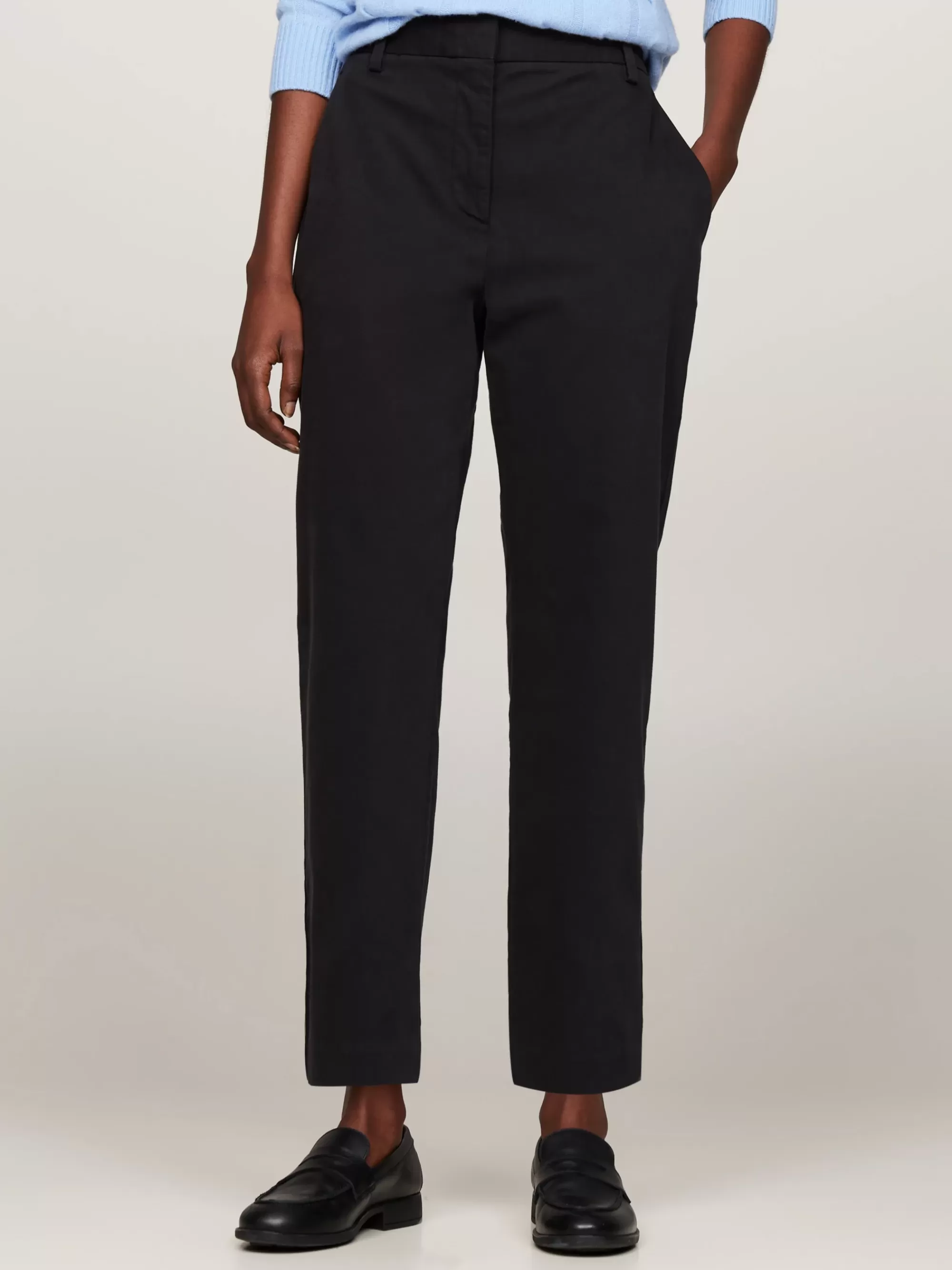 Broeken*Tommy Hilfiger Slim Fit Straight Leg Chino Van Stretchkatoen BLACK