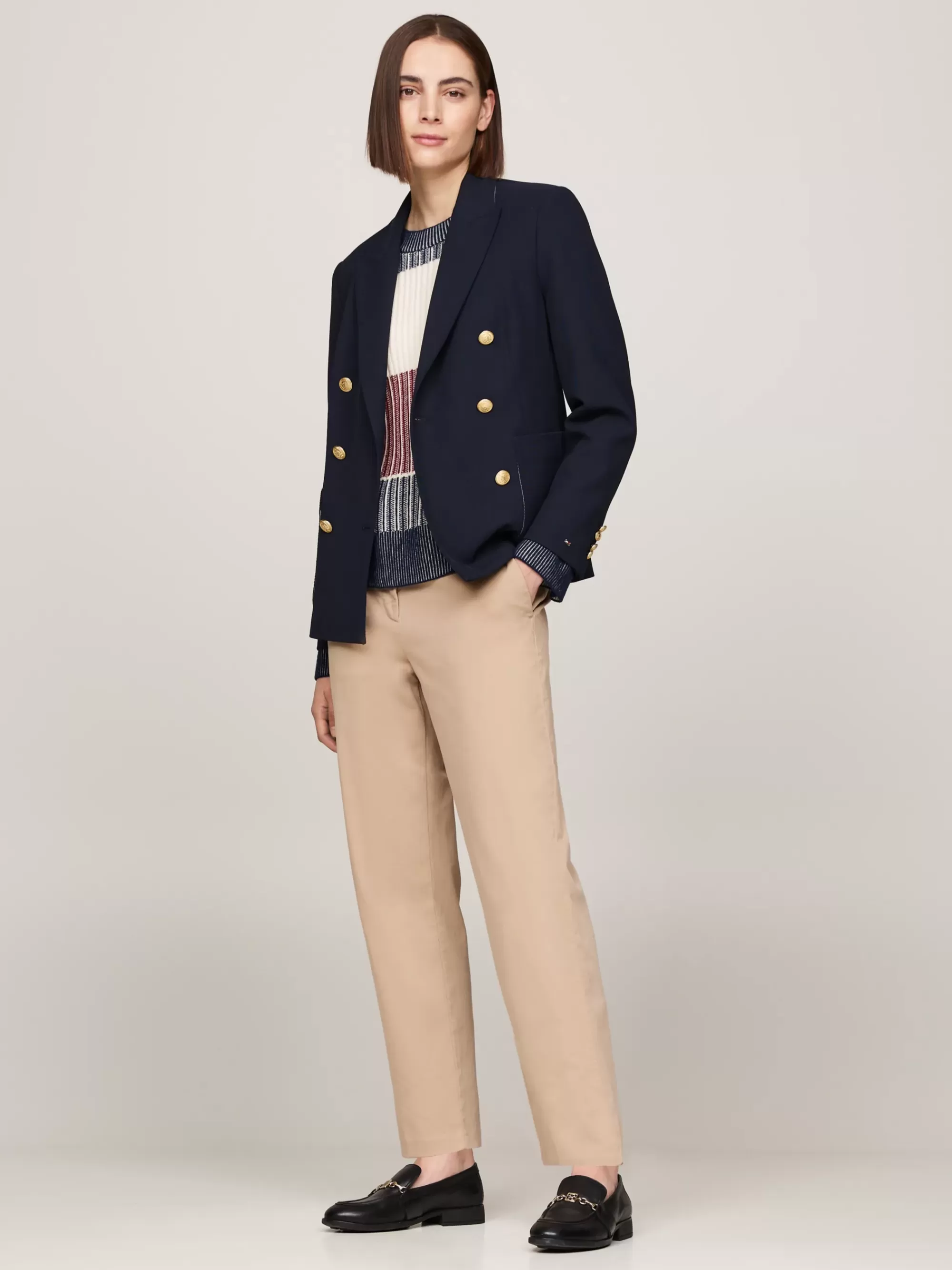 Broeken*Tommy Hilfiger Slim Fit Straight Leg Chino Van Stretchkatoen BEIGE