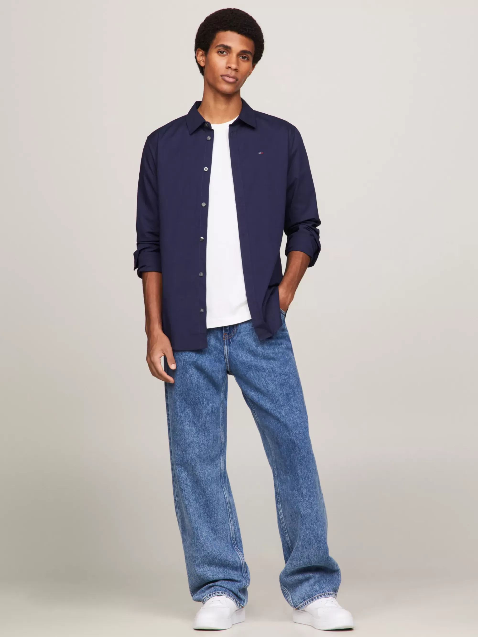 Overhemden*Tommy Hilfiger Slim Fit Stretch Overhemd BLACK IRIS